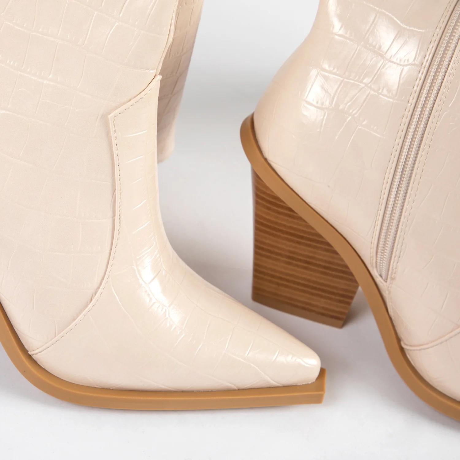 Image of Enrique Western Long Boot In Nude