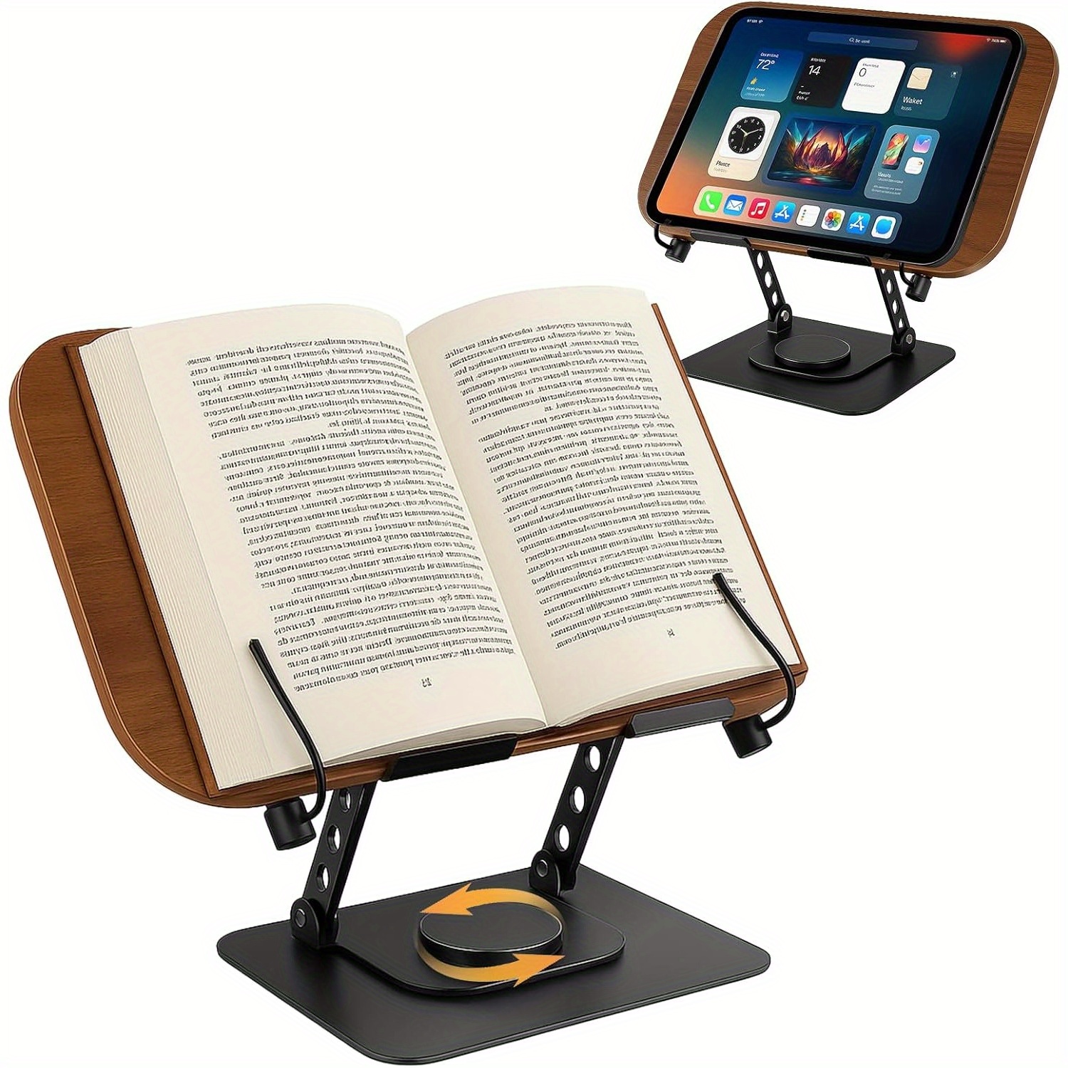 Image of 360° Rotatable Book Stand, Height-adjustable Metal Reading Aid For Books & Tablets