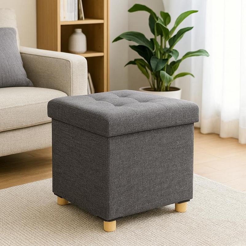 Belviona Collapsible Stool, Stable Storage Box With Of Storage Space, Loadable Up To 300 Kg, Padded, Multifunctional, Space-, Versatile And