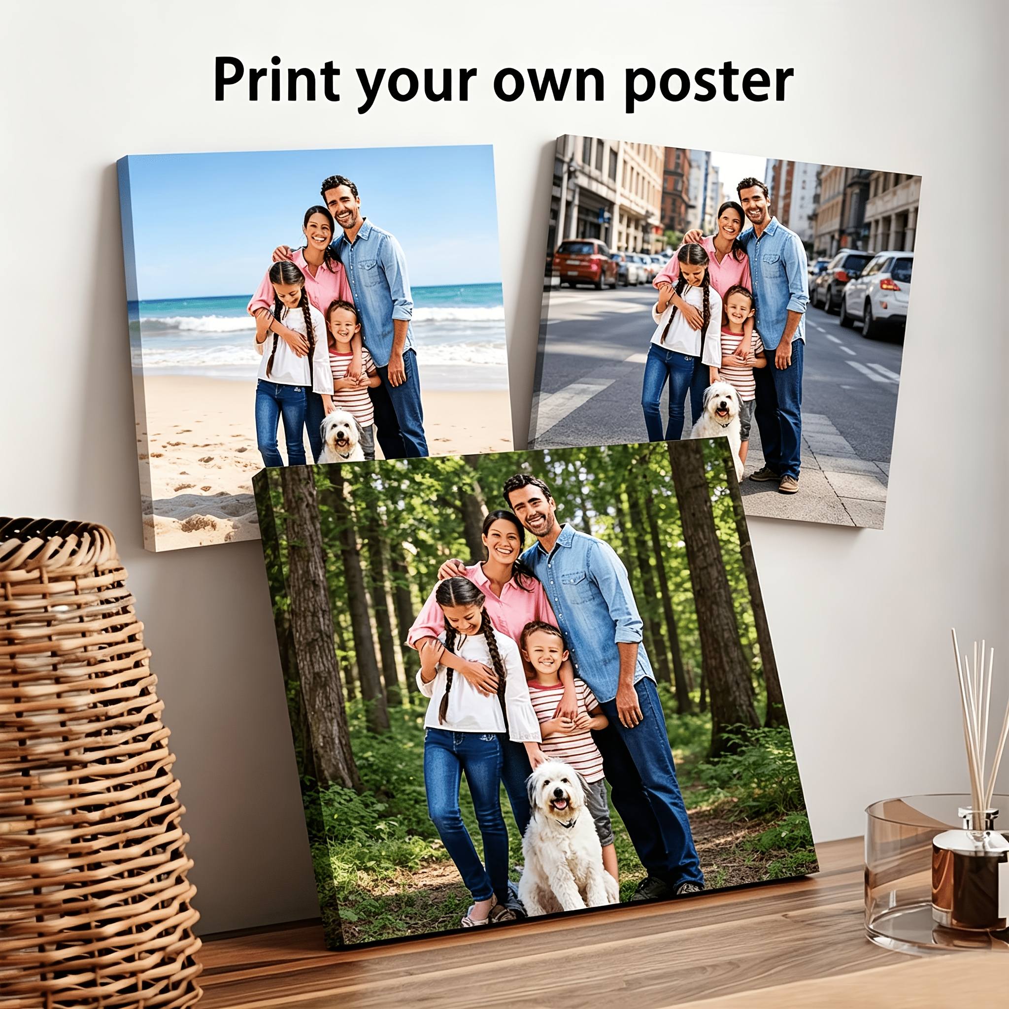 Customizable Canvas Painting with Pine Wood Frame, Perfect for Memories