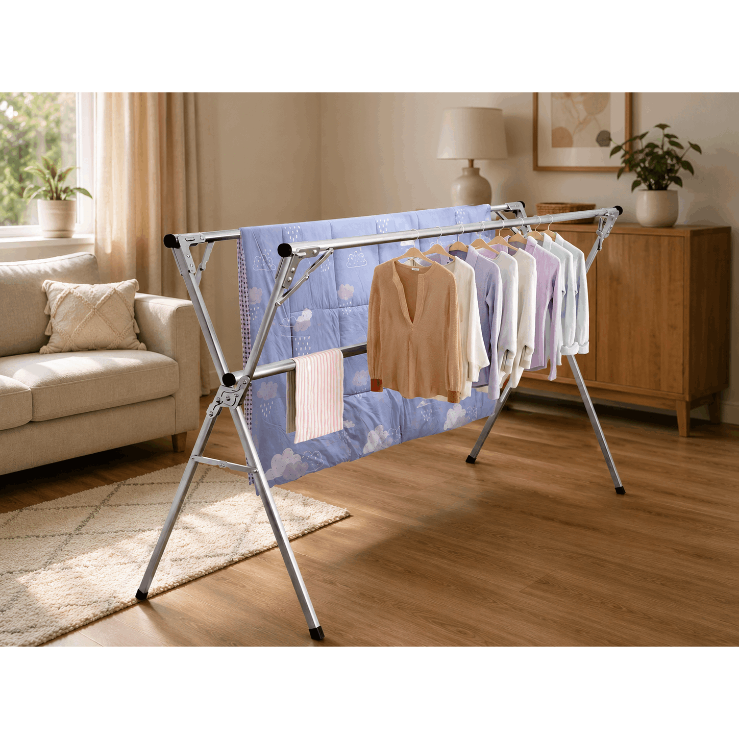 TEMU Heavy Duty Clothes Drying Rack, Retractable Clothes Airer Stainless Steel Garment Rack Foldable Drying Rack, Drying Racks