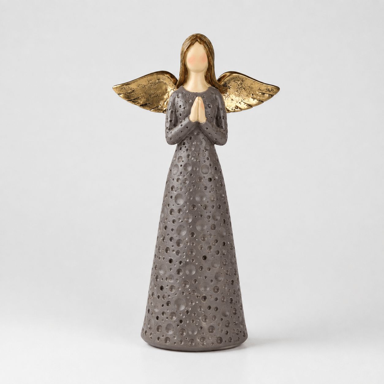 Image of Elegant 18 Cm Gray & Gold – Modern Polyresin Decorative Figure | Stylish Christmas & Winter Decor