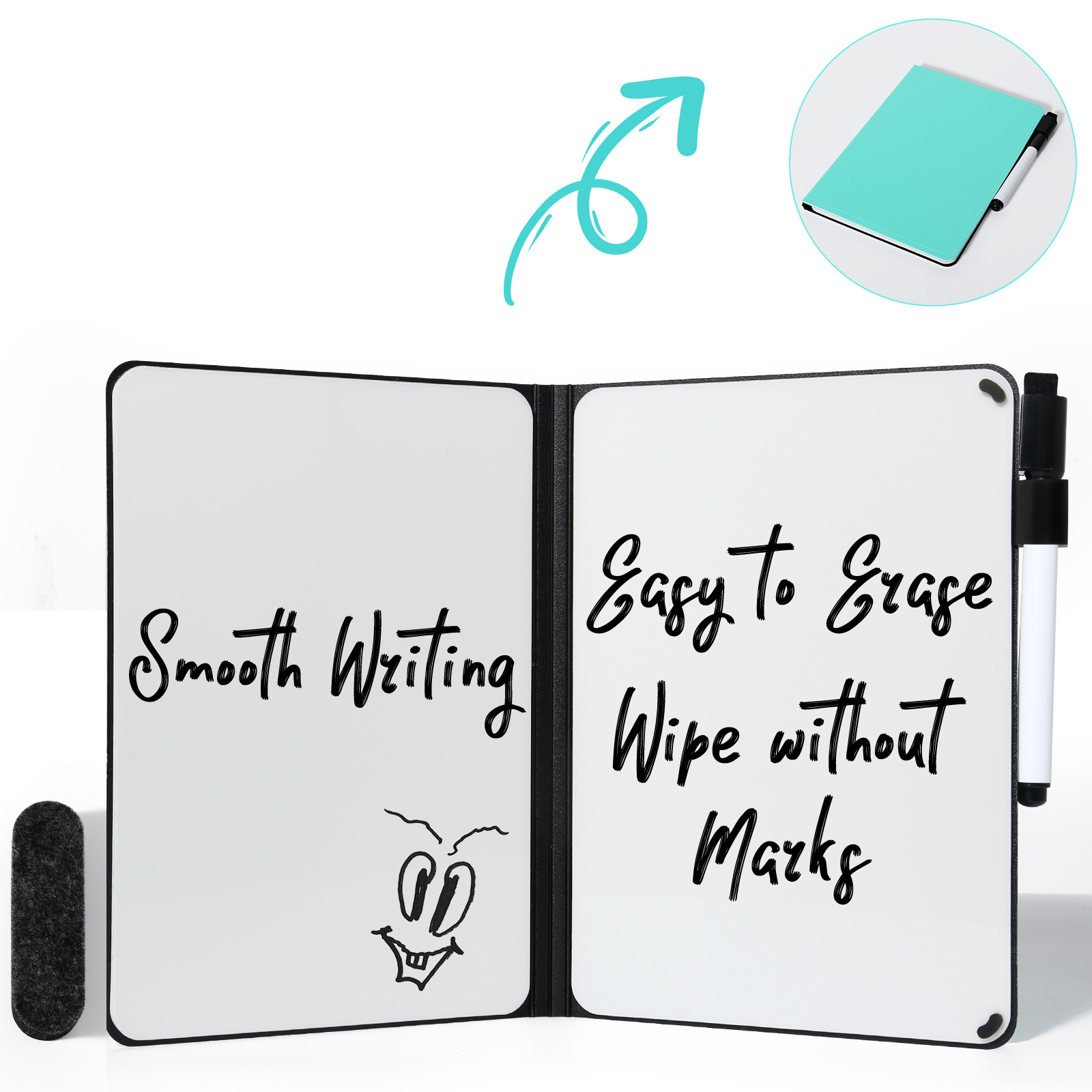 Image of A5 Reusable Whiteboard Notebook – Portable Weekly Planner, Includes Pen And Cleaning Cloth, Ideal For Office And School, A5 Format