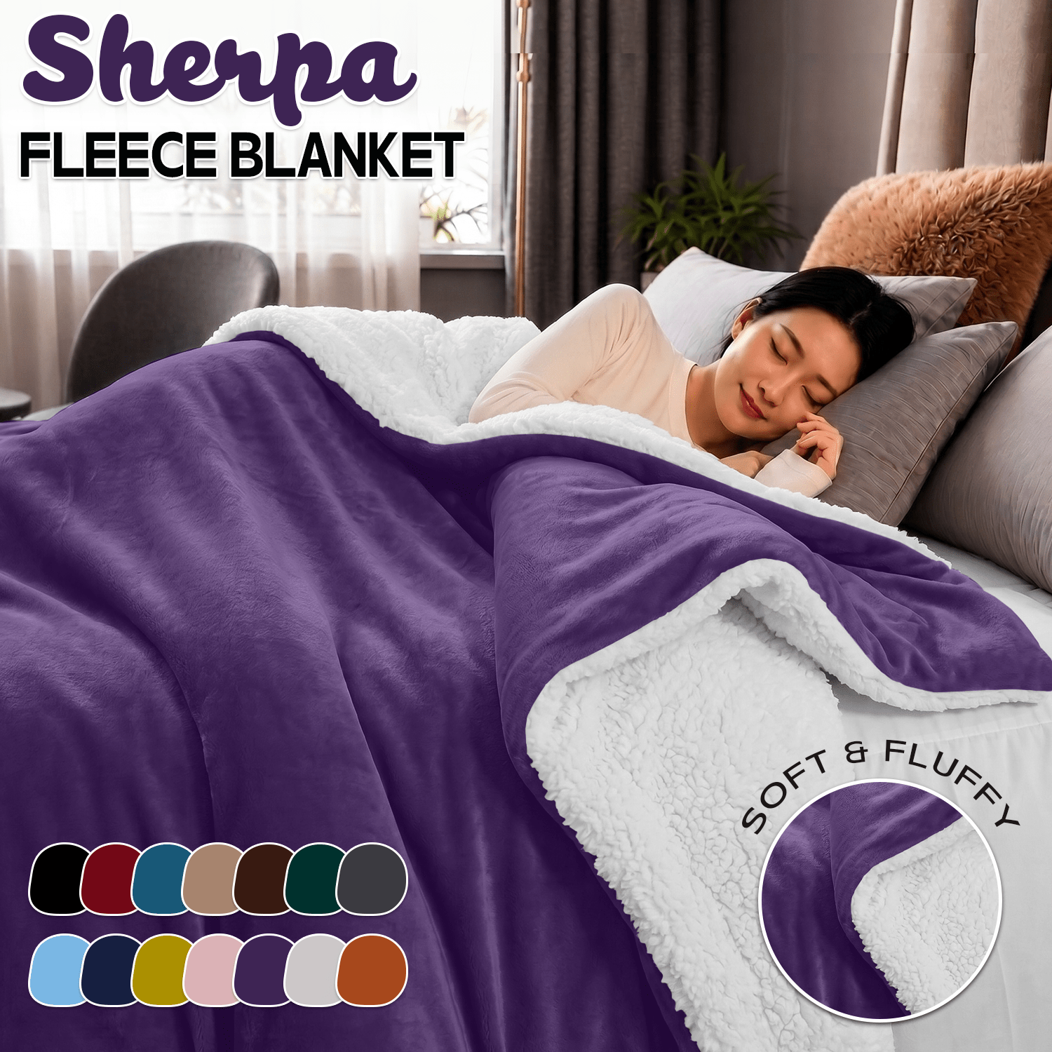 TEMU 1pc Soft Cozy Sherpa Blanket, Double-sided Throw, Contemporary Design, Single Double King Super King, Warm For Couch Bed , Versatile , Gift