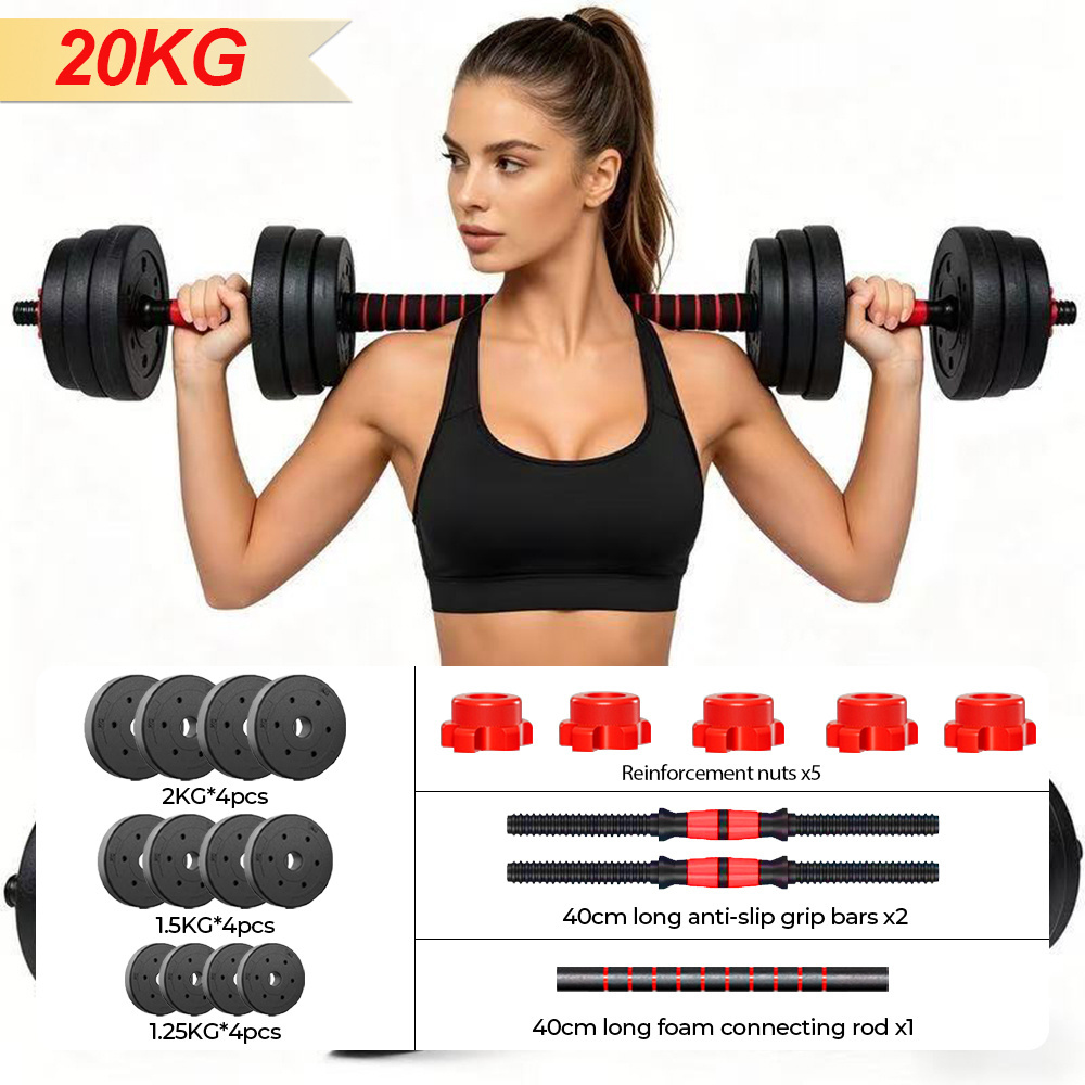 TEMU Set di manubri regolabili 2 in 1, set di bilancieri 20kg-10kg, attrezzatura fitness l'allenamento della , scelta per a casa e in palestra.