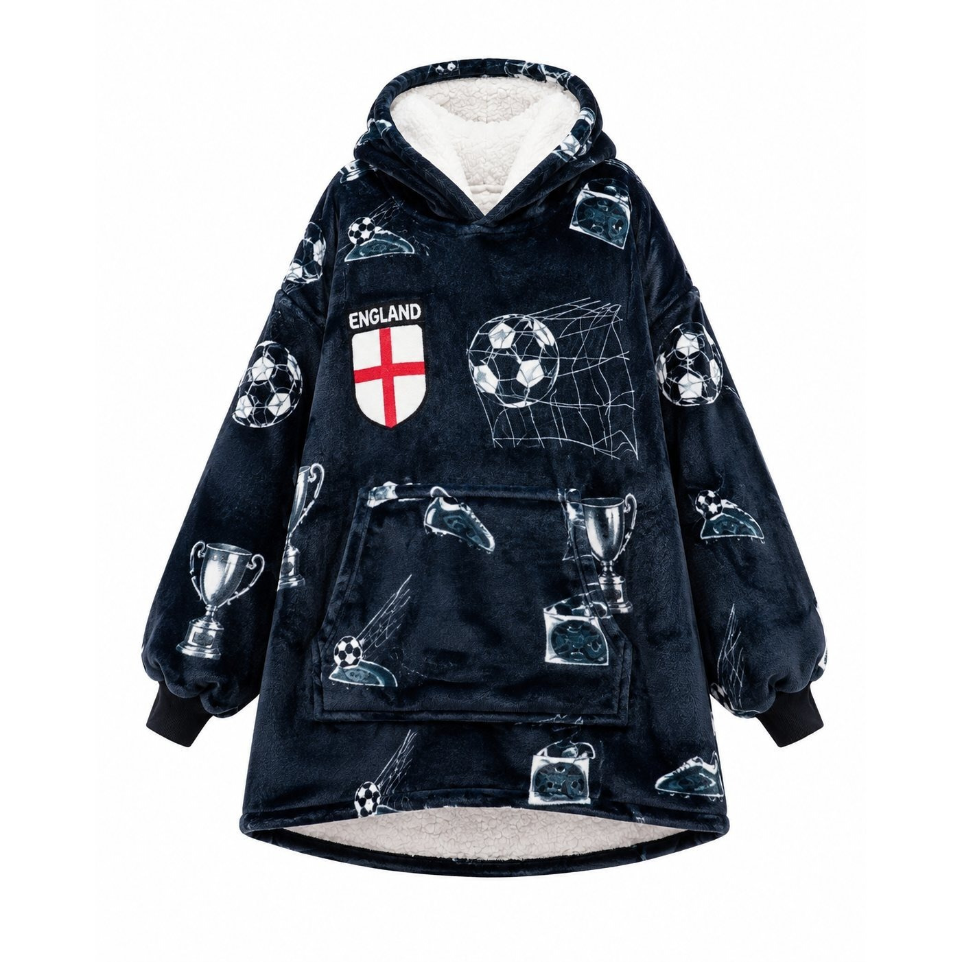 TEMU Kids Oversized Wearable Blanket Hoodie, Pattern Warm Sherpa Fleece Hooded Blanket, Cosy Loungewear Gift For , Ages 7-13