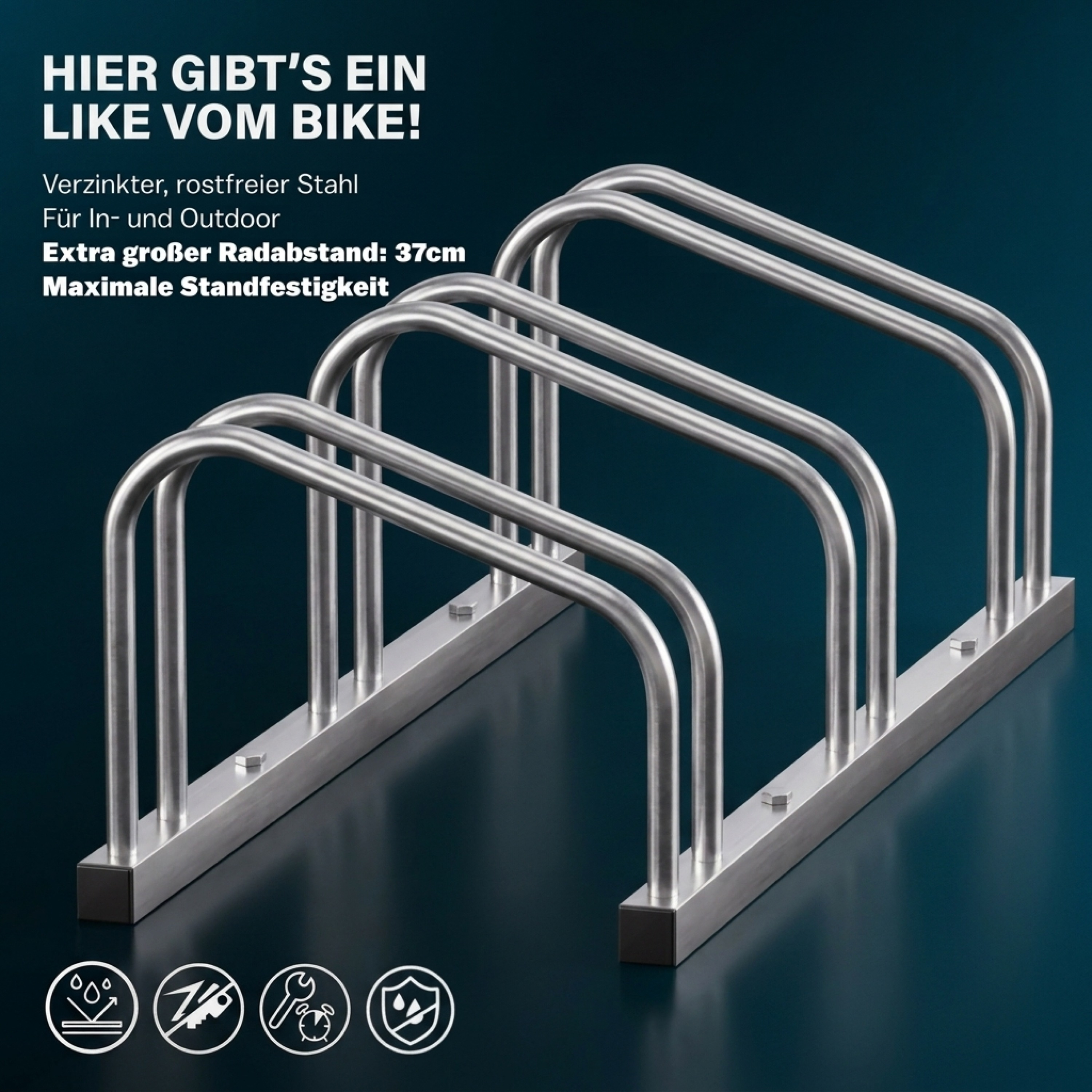 Image of Bicycle Stand For 3 Bikes, 37cm Wheel , 30-65mm Tire Width, Stainless Steel, Self-locking Screws, Floor Or Wall Mount, Bike Holder, Bike Rack, Wheel Stand