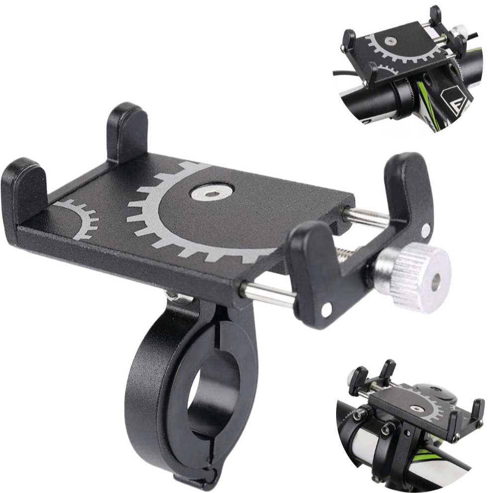 TEMU Soporte para Móvil de Bicicleta Universal, Soporte de Aleación de Aluminio para Manillar, Ajustable y Antideslizante, Compatible con Smartphone,
