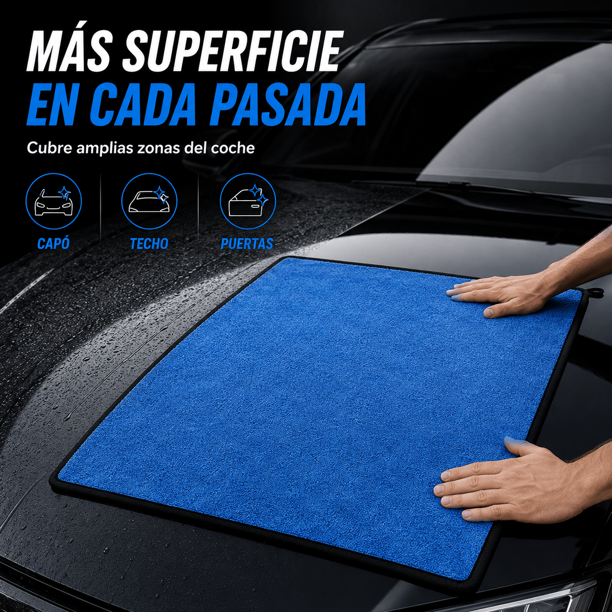 TEMU 1 Pieza Toalla de Microfibra Premium 85/15 para Secado de Coche, Paño Azul de Absorción y Gran Cobertura, , Lavable y Reutilizable con y