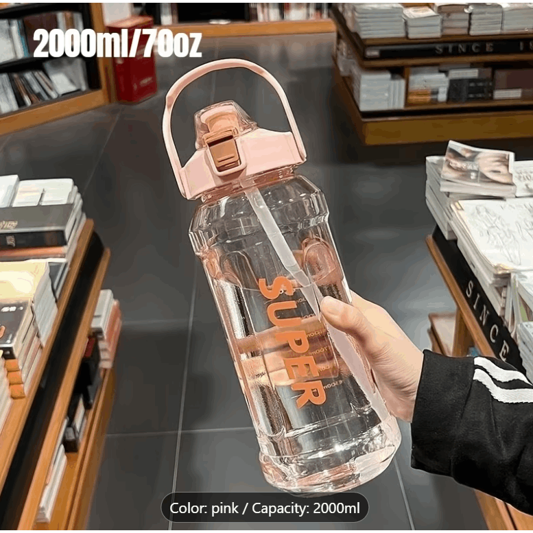 Plastic Water Bottle with Straw