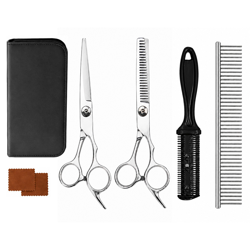 Image of Hairdressing Scissors Set, Stainless Steel Flat Shears, Thinning Shears, And Adjustable Tension Hairdressing Tools, Includes Comb And Storage Bag, Unisex Hairdressing Set.