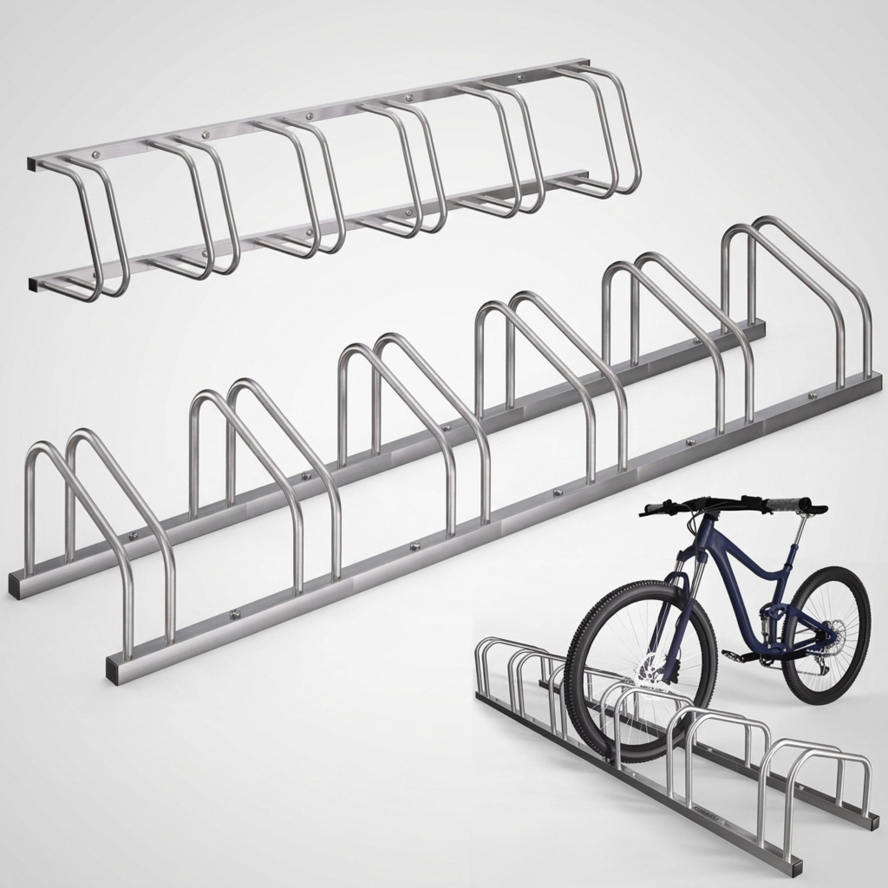 Image of Bicycle Stand For 6 Bikes, 37cm, 65mm, Steel, 16mm, 37cm, 65, 1x, 190x32x27cm