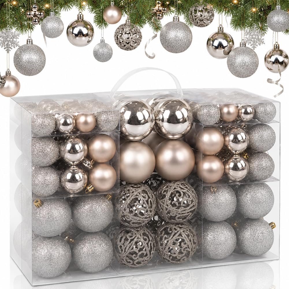 TEMU BAKAJI Confezione 100 Palline Di Natale Diametro 3/4/6 cm Addobbi e Decorazioni Per Albero Di Natale a sfera, Decorazione Natalizia per la