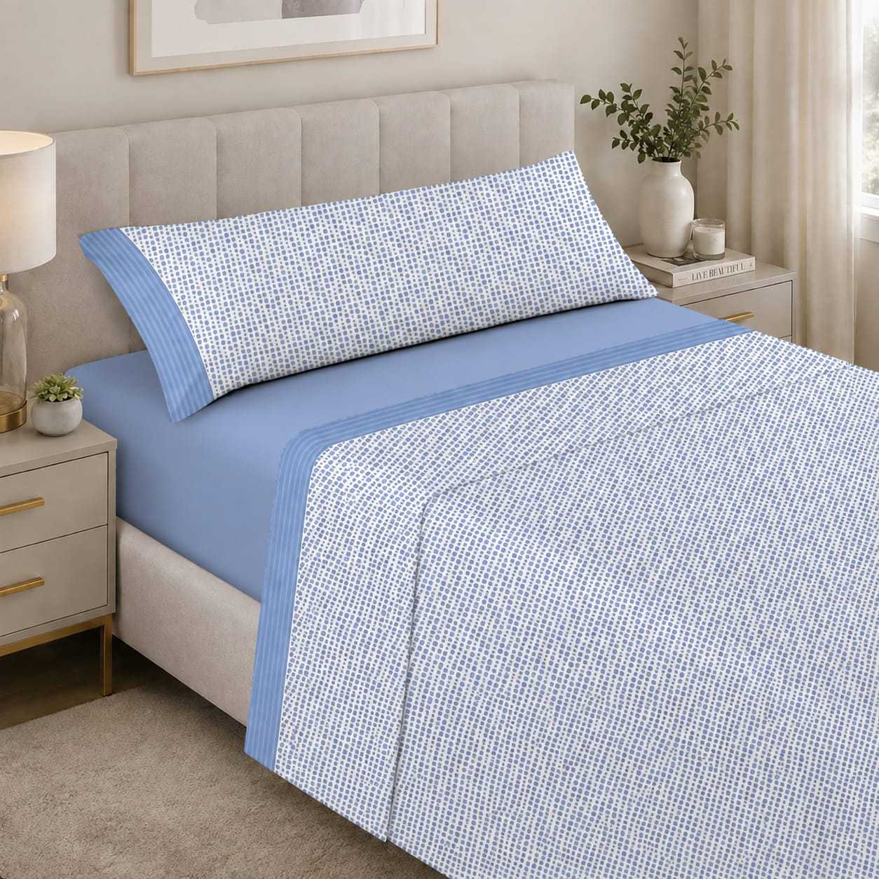 TEMU Juego de Sábanas – Sábana Ajustable, Sábana Encimera y de Almohada, Ropa de Cama y Transpirable para Camas Individuales, Matrimoniales Size