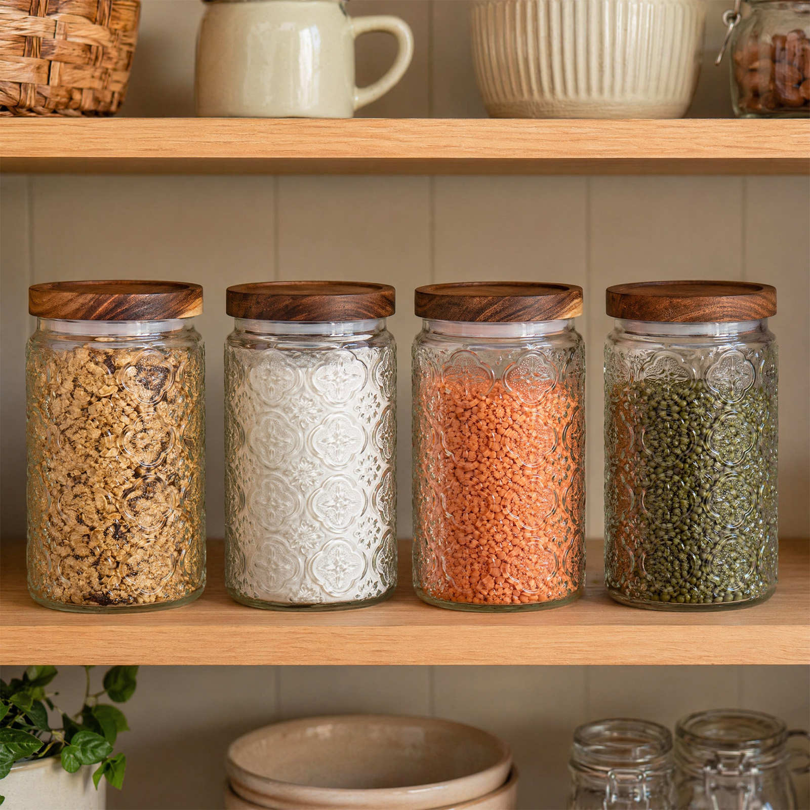 4-Pack 700ml Glass Jars with Airtight Lids