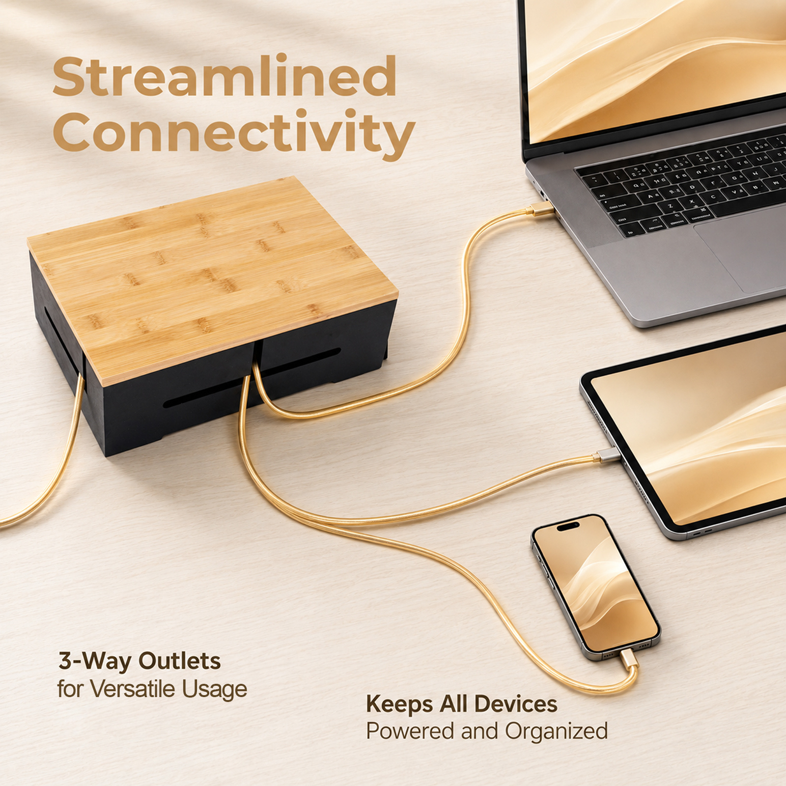Power Strip Organizer Box for Desktop Cable Management