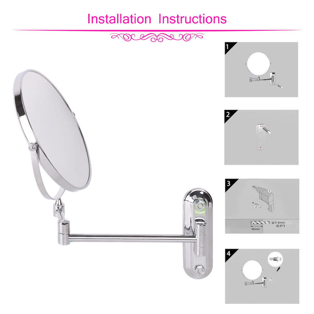 8 Inch Double-Sided Wall Mounted Makeup Mirror with Magnification