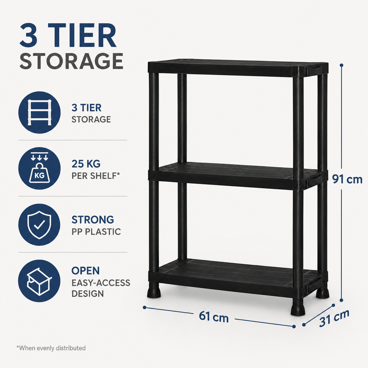 2 Tier Heavy Duty Plastic Shelving Unit for Garage Storage