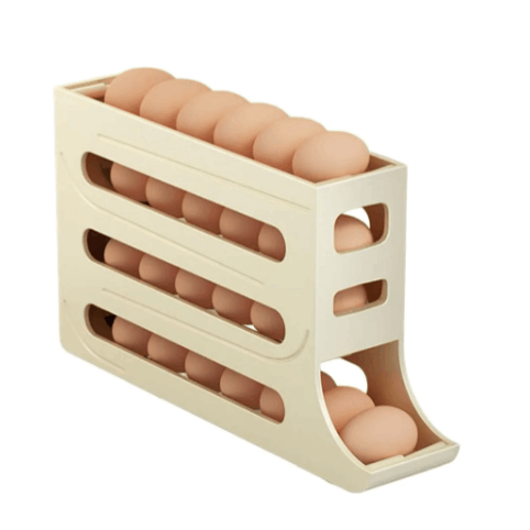 Image of Egg Container Shelf Organizer For Refrigerator With Automatic Egg Dispenser