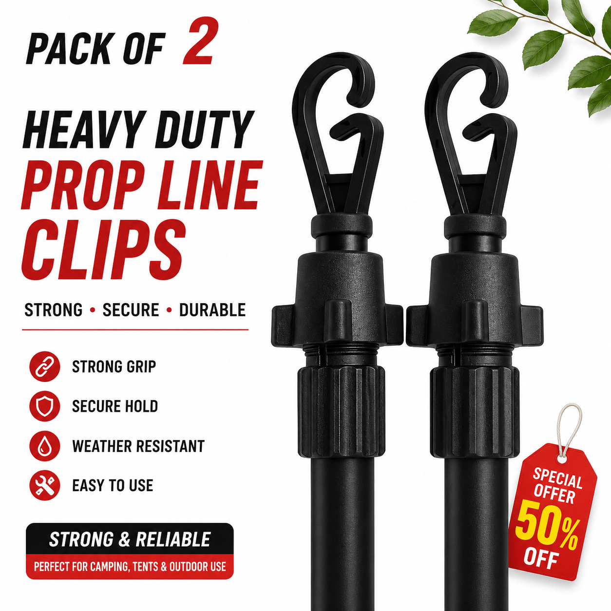 TEMU 2.4m Heavy Duty Extendable Washing Line Prop Pole – Adjustable Garden Clothesline Support Stick With , Pack Of 2 & 4