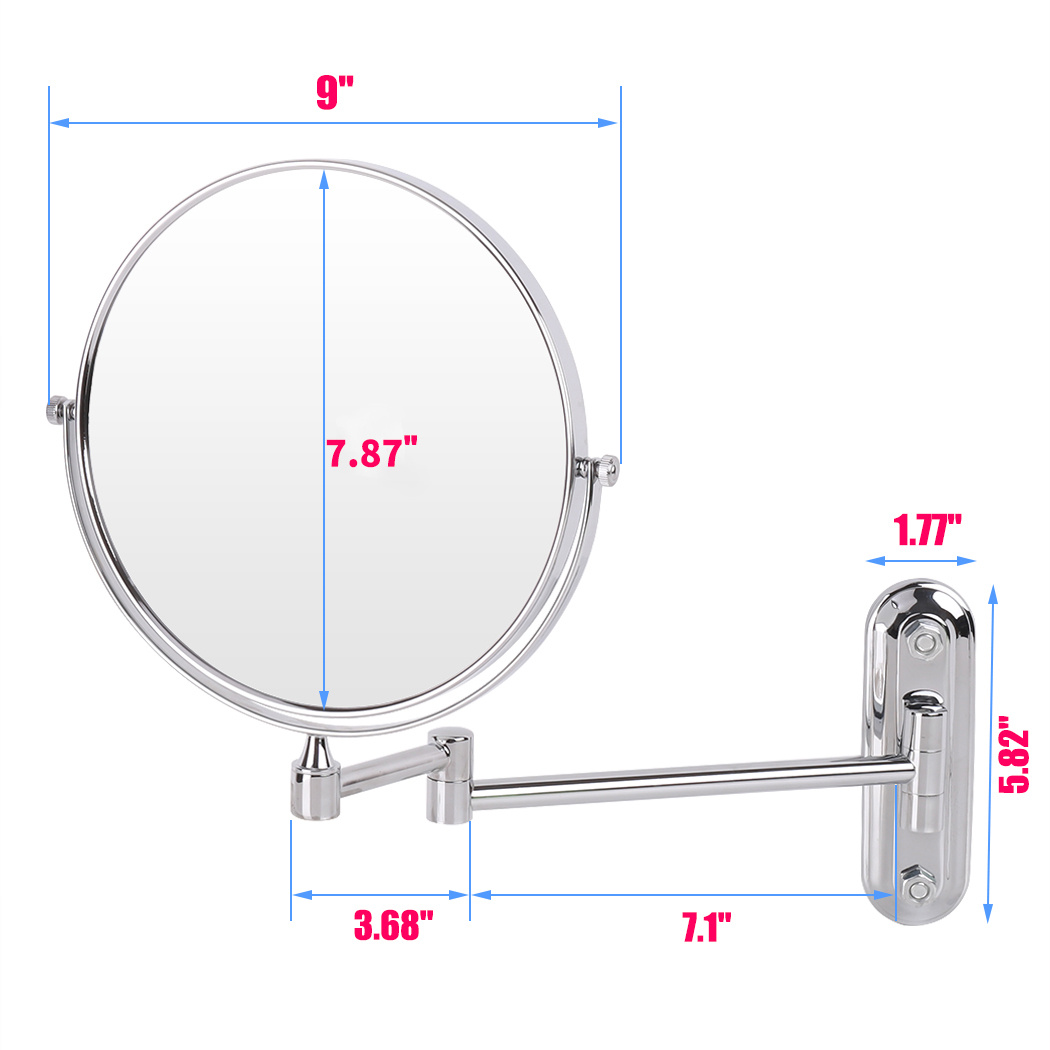 8 Inch Double-Sided Wall Mounted Makeup Mirror with Magnification