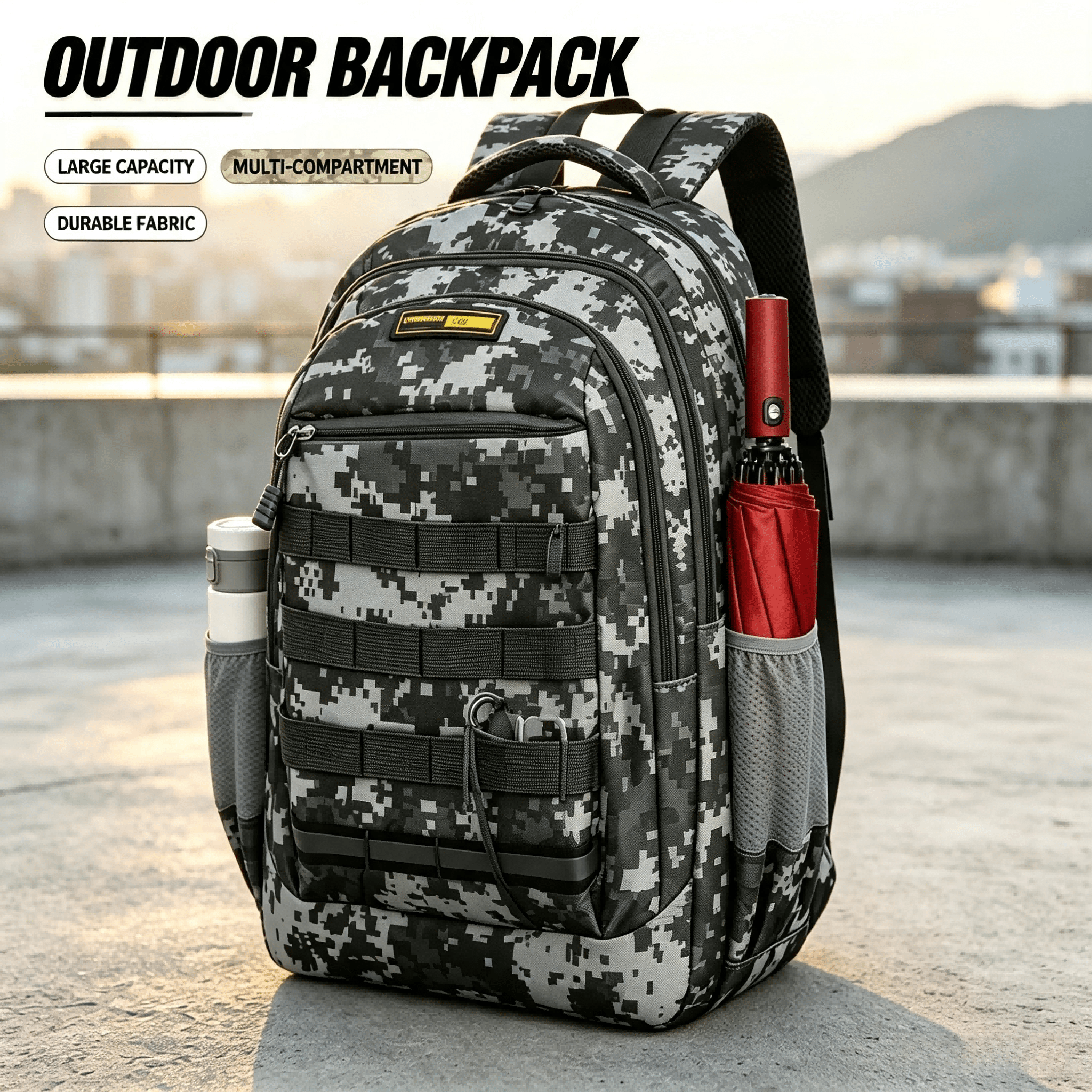 TEMU Large Capacity Travel Backpack For Men Women - New Camouflage, Durable, Lightweight, Multi-compartment Casual Sports Outdoor Bag