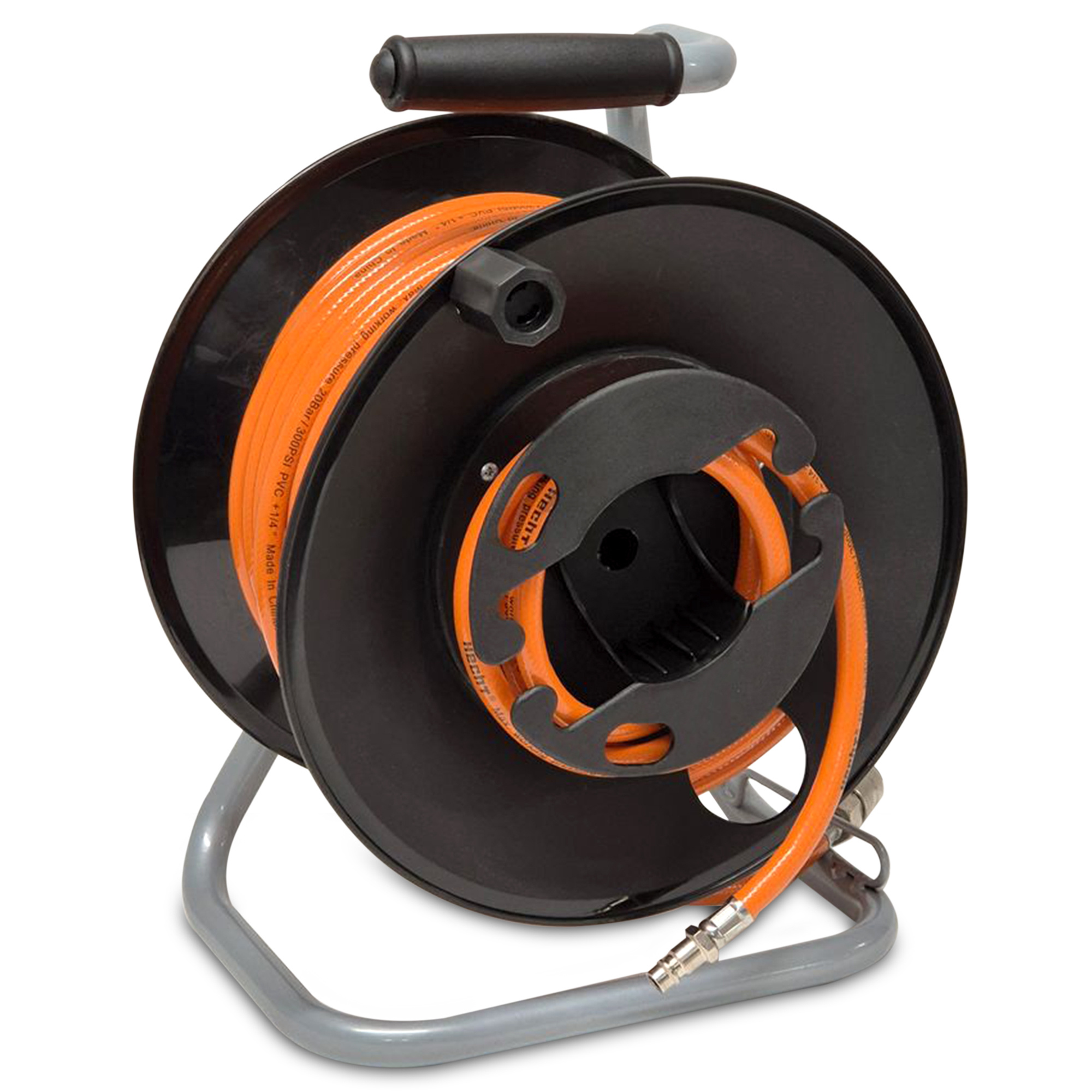 Image of Compressed Air Hose Reel With 20 M Fabric Hose And Hand Crank – Hose Reel Up To 20 Bar For Compressor, Workshop, Garage, And Automotive Work