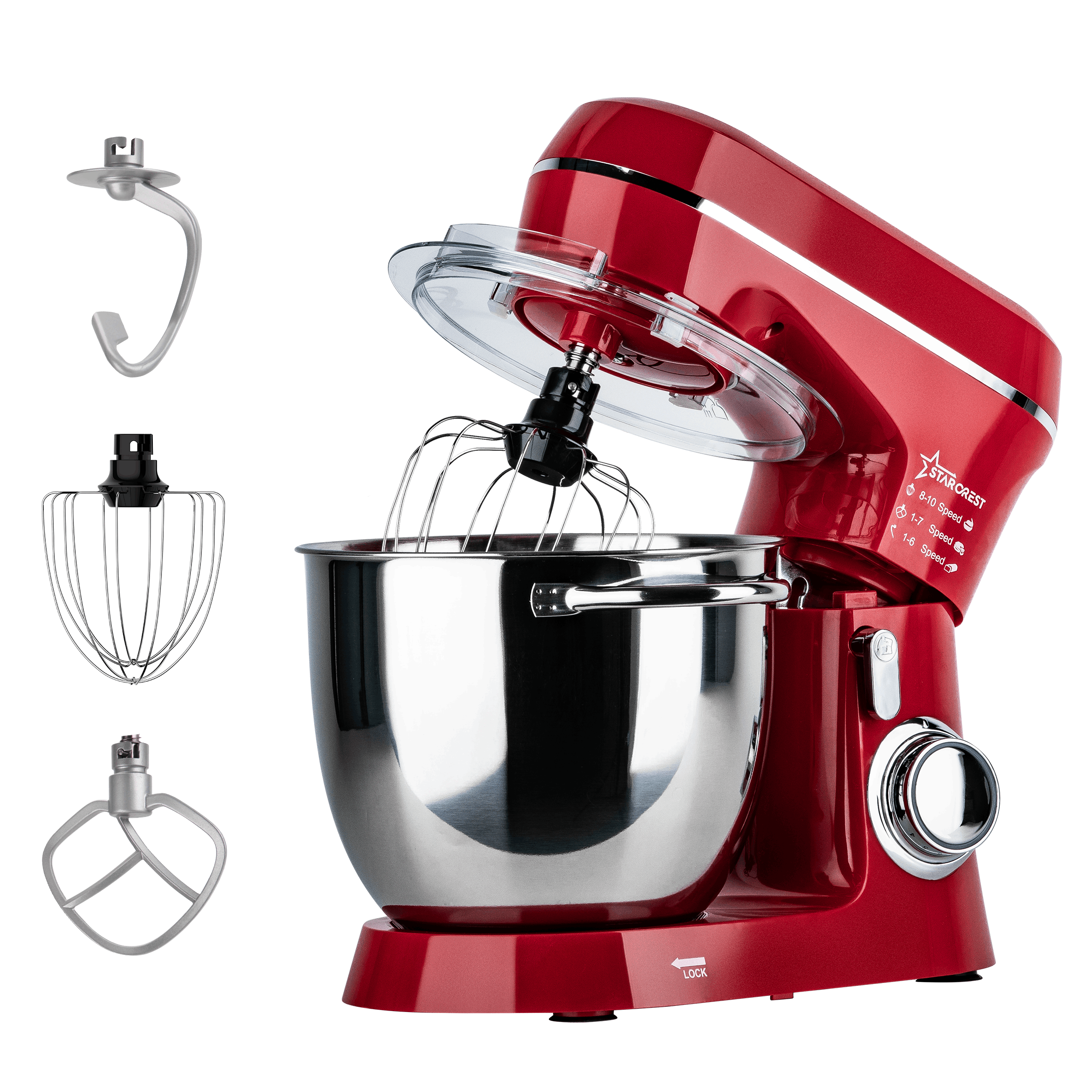 Image of Skm-1300rd , 1300w, 5.2 L Stainless Steel Bowl, 4 Accessories, 10 + , Metal Gears, Red