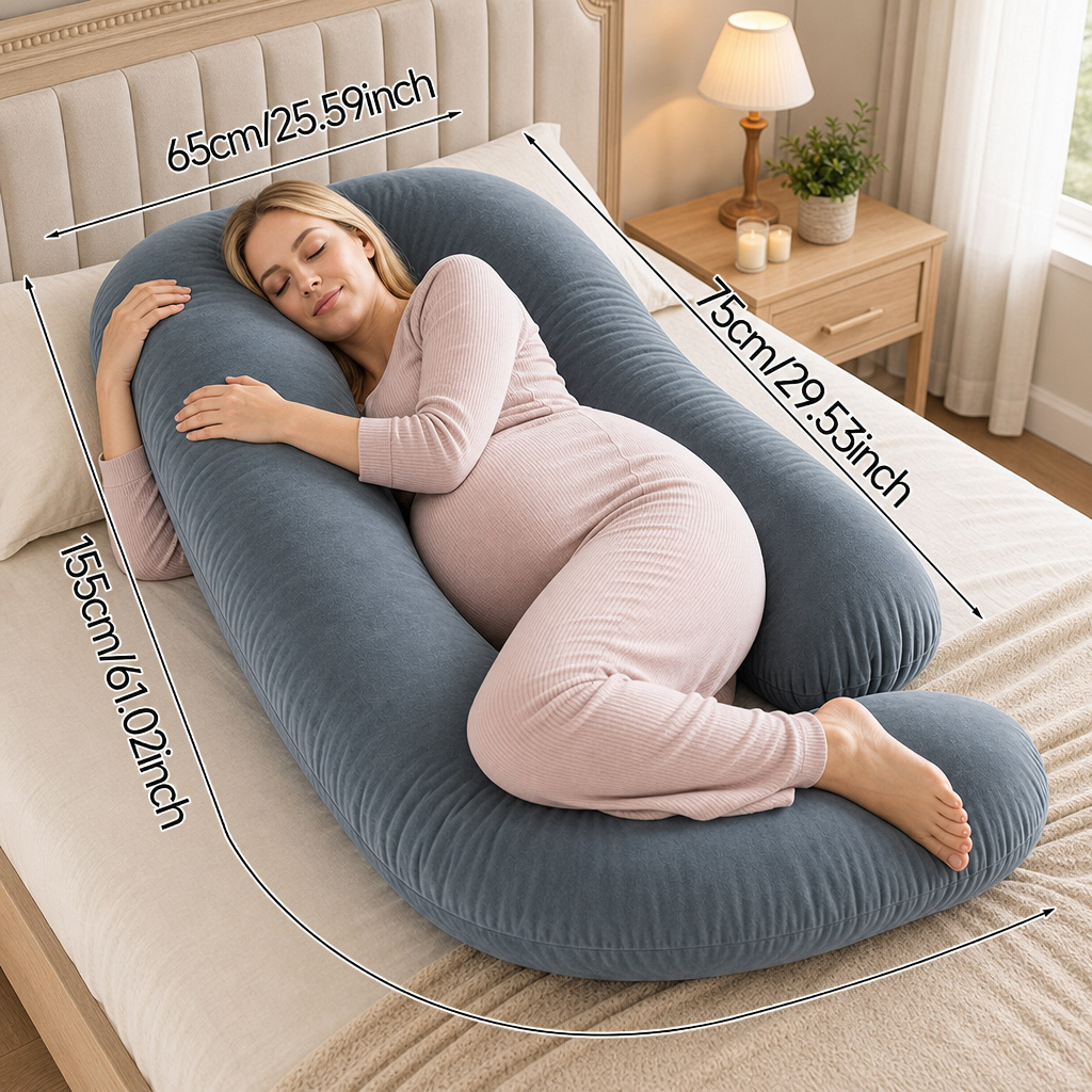 1pc Maternity Pillow For Pregnant Women, Full Body Support, Machine Washable, , Multipurpose Use, Standard Style, Zipper Closure