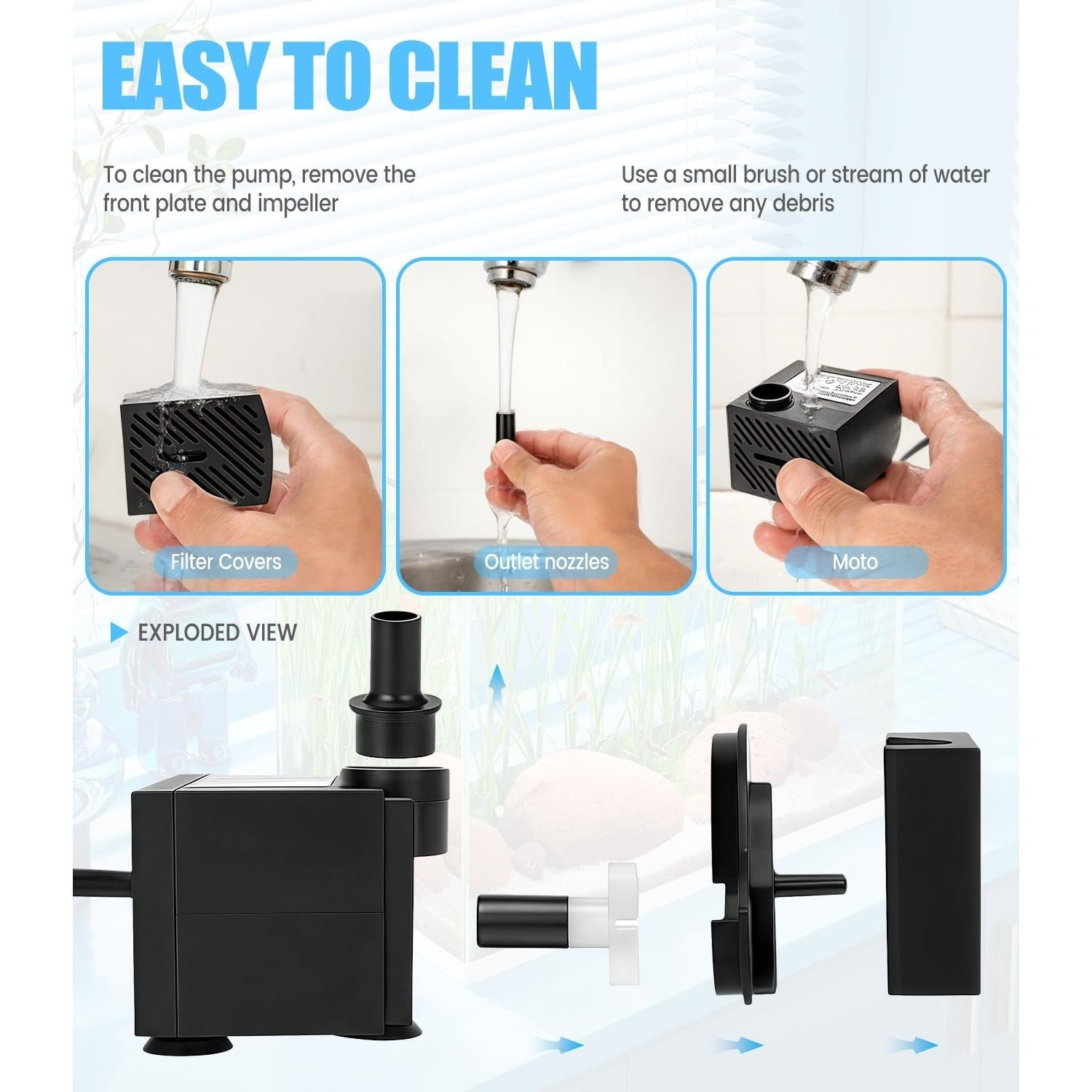 Image of 4w Ultra‑quiet Submersible Water Pump, 280l/h Adjustable Flow Aquarium Fountain Pump With Suction Cups, Compact Water Pump For Fish Tank Pond Table Waterfall Irrigation