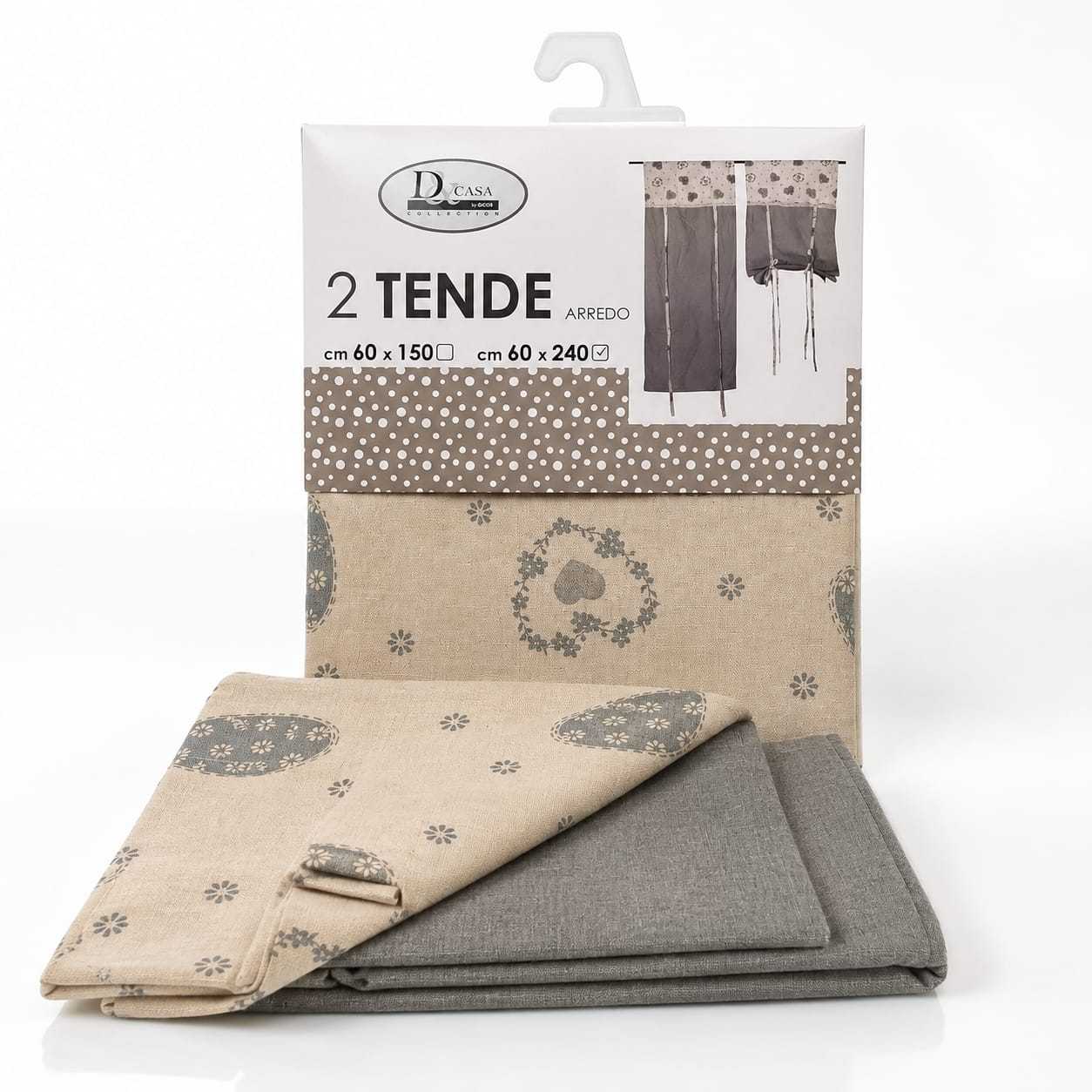 TEMU Set Of 2 Decorative Curtains 60x240 Cm Beige With Gray For Windows