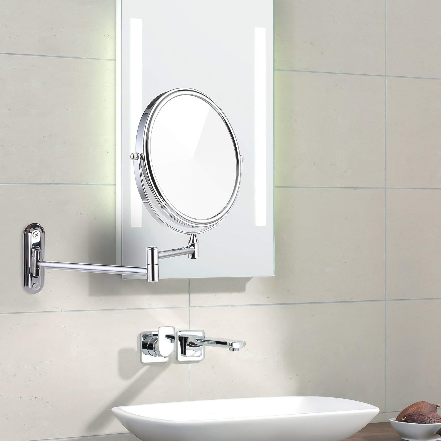 8 Inch Double-Sided Wall Mounted Makeup Mirror with Magnification