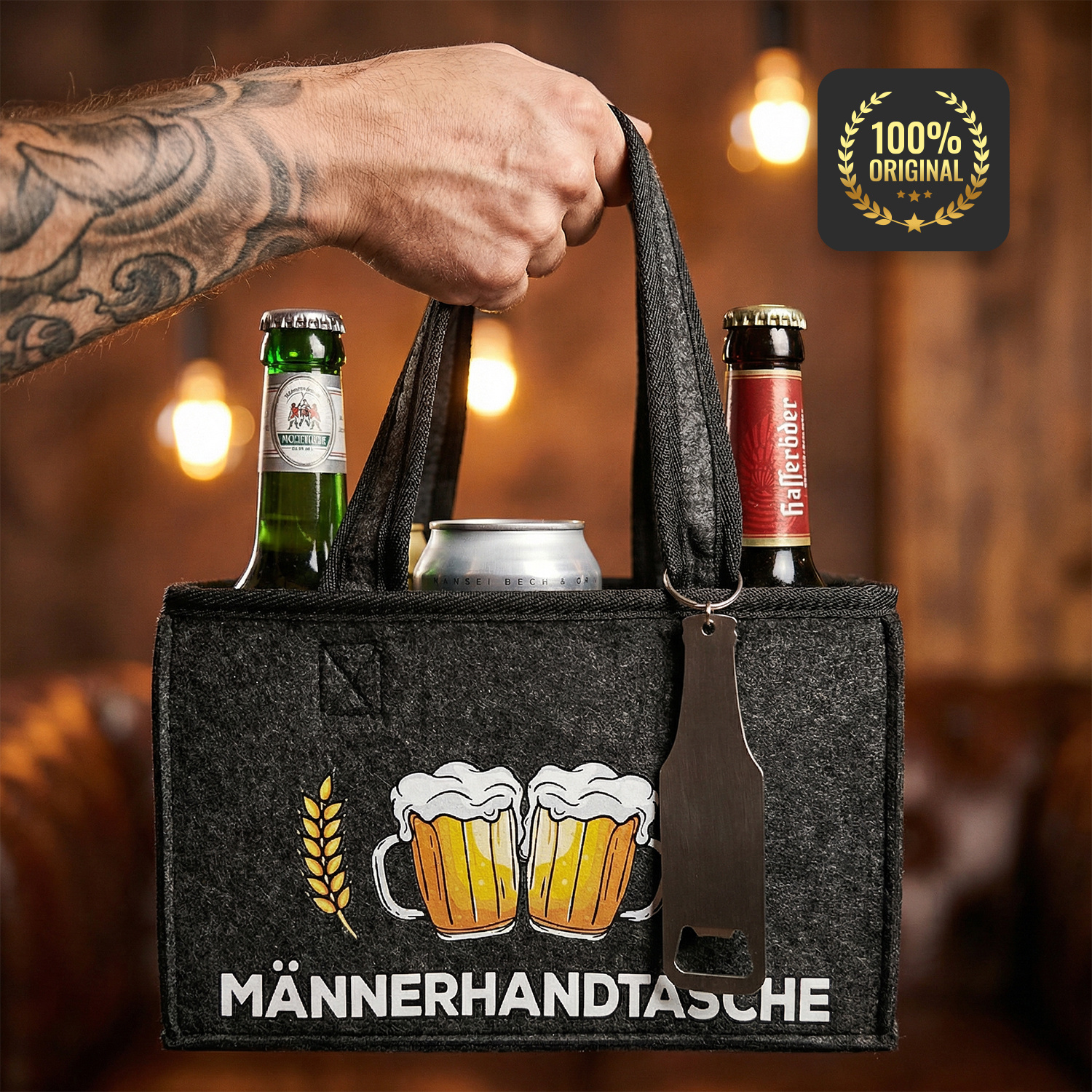 Image of Men's Beer Bag 6 Bottles With Bottle Opener, Gifts For Men's Birthday, Beer Gift Bag, Men's Beer Bag Gifts For Beer Lovers, Funny Beer Gifts For Men