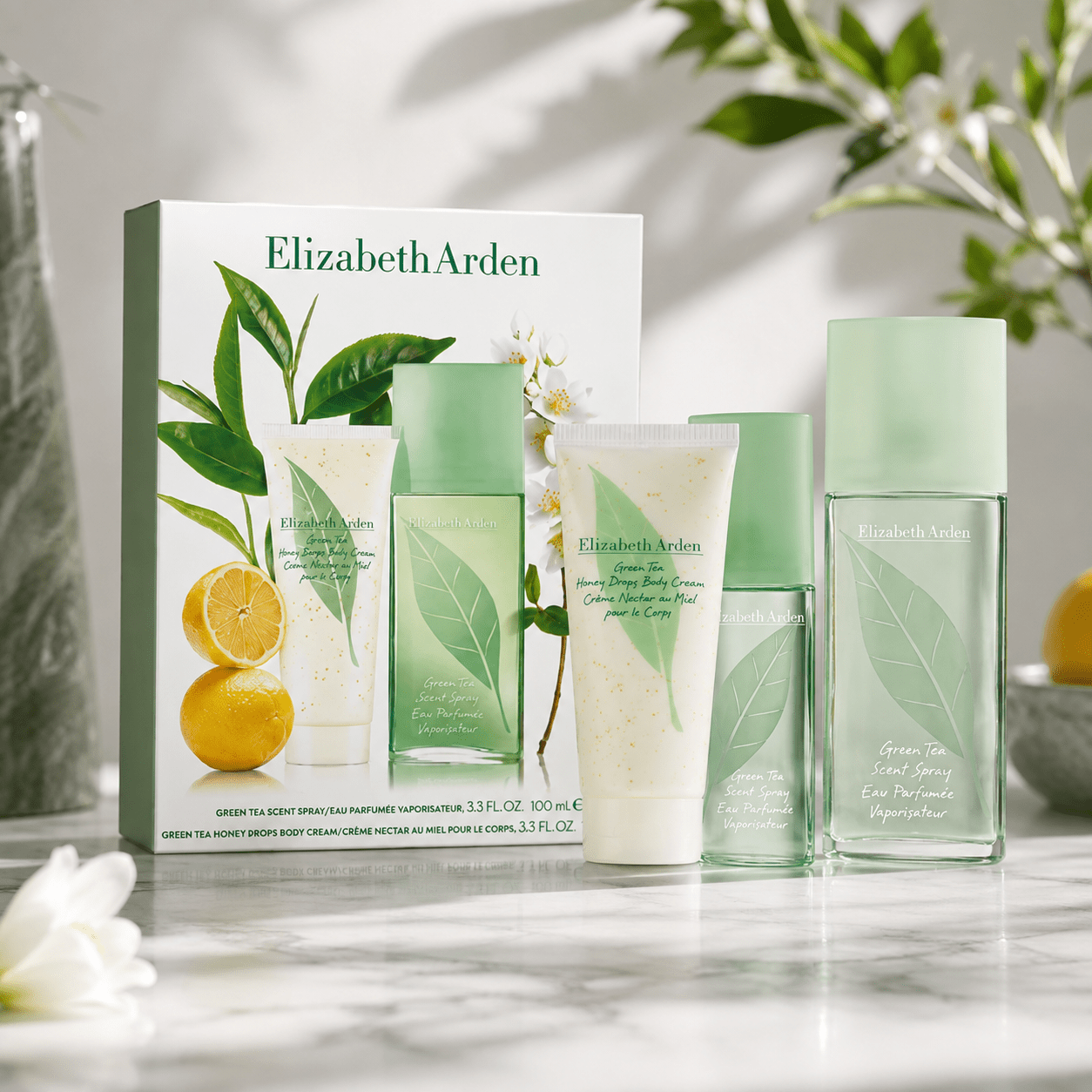 Elizabeth Green Tea – Women's Perfume Gift Set: Eau De Toilette 100 Ml + Body Lotion 100 Ml – & Green Tea Fragrance – Perfect Gift For Her
