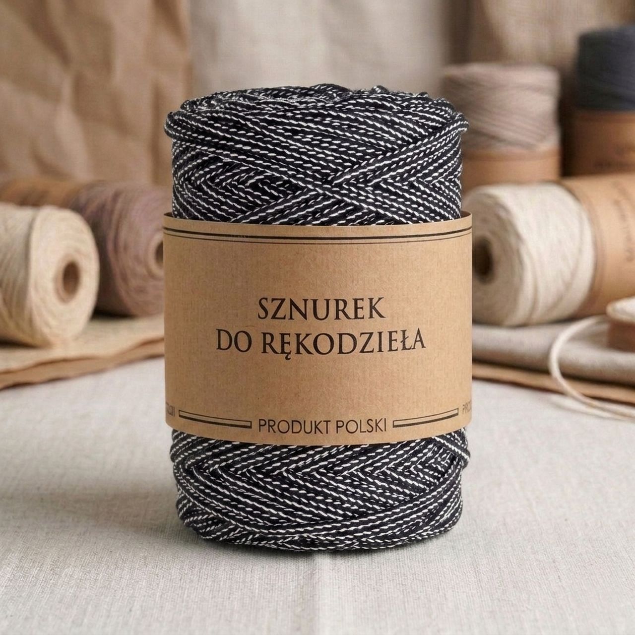 Image of Cotton Cord For Macrame Crafts , Black And White, 3mm, 100m