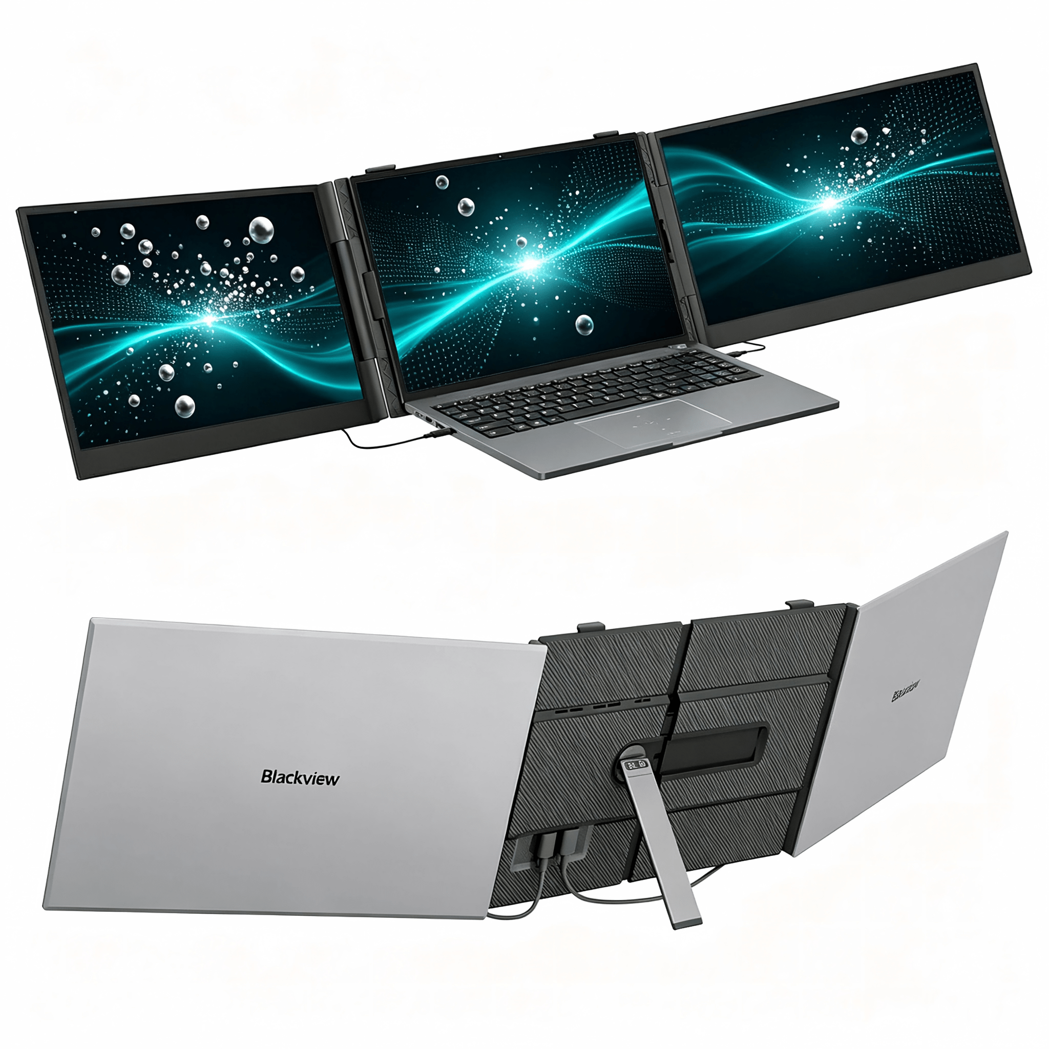 Image of Blackview Dcm8 Dual Laptop Screen 15.6" Fhd Ips - Ultra Thin 4.5mm & Lightweight 1kg, Low Blue Light Eye-care 16:10 Triple Portable Monitor, Play For Laptop For Pc For For Phone For Game Console