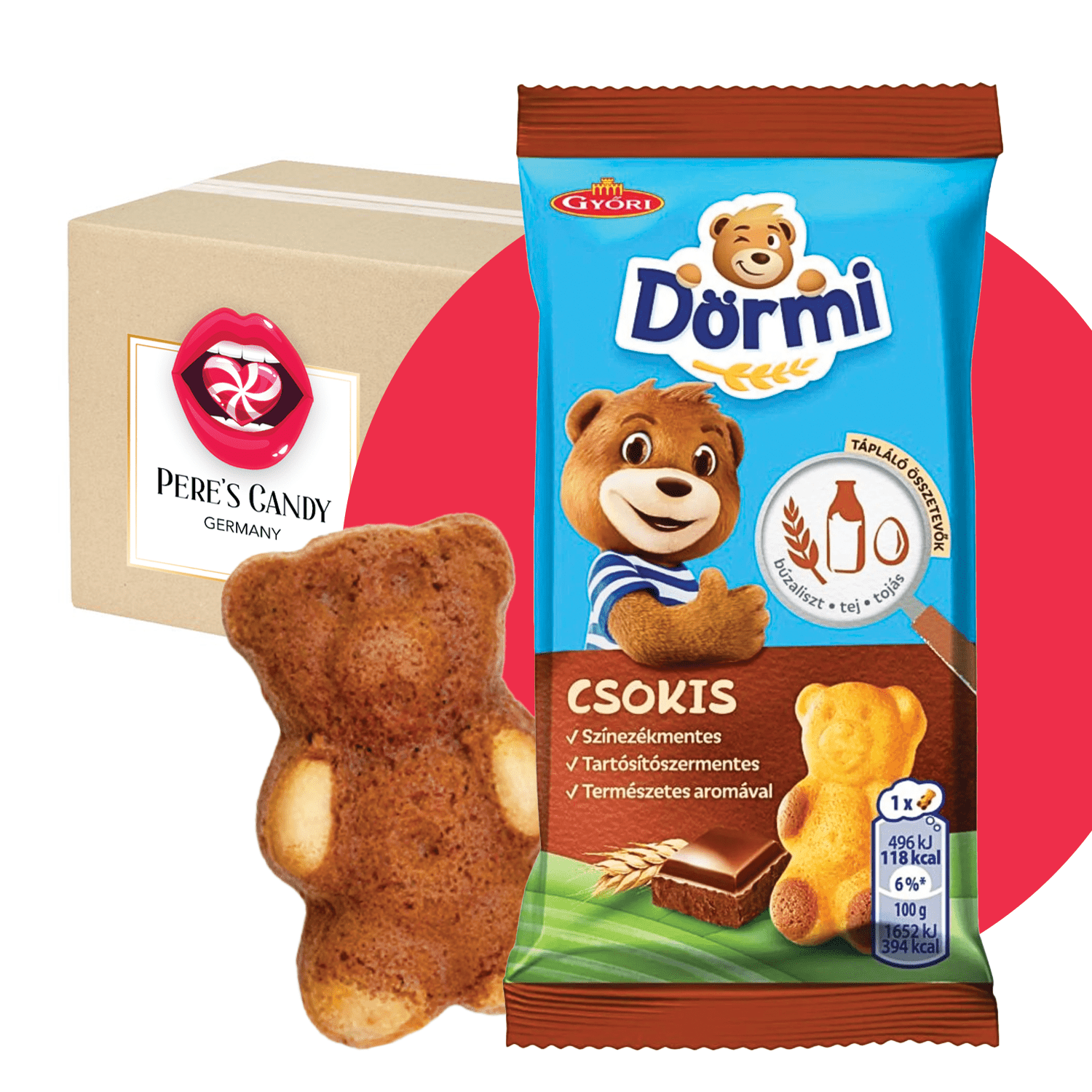 48er Pack - Dormi - Choco - Thekendisplay – Bear-shaped Biscuit Cake With Chocolate Filling 48 X 30g (1440g)