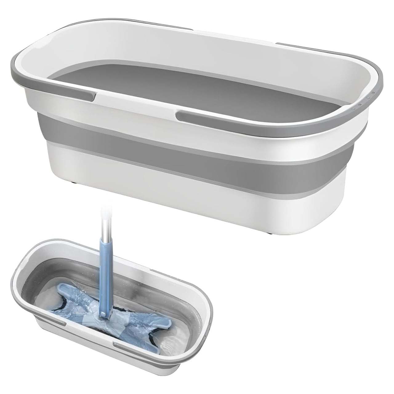 Image of Foldable Bucket 16l With Handles, Silicone & Pp Plastic, Cleaning & Storage, Space-saving Design