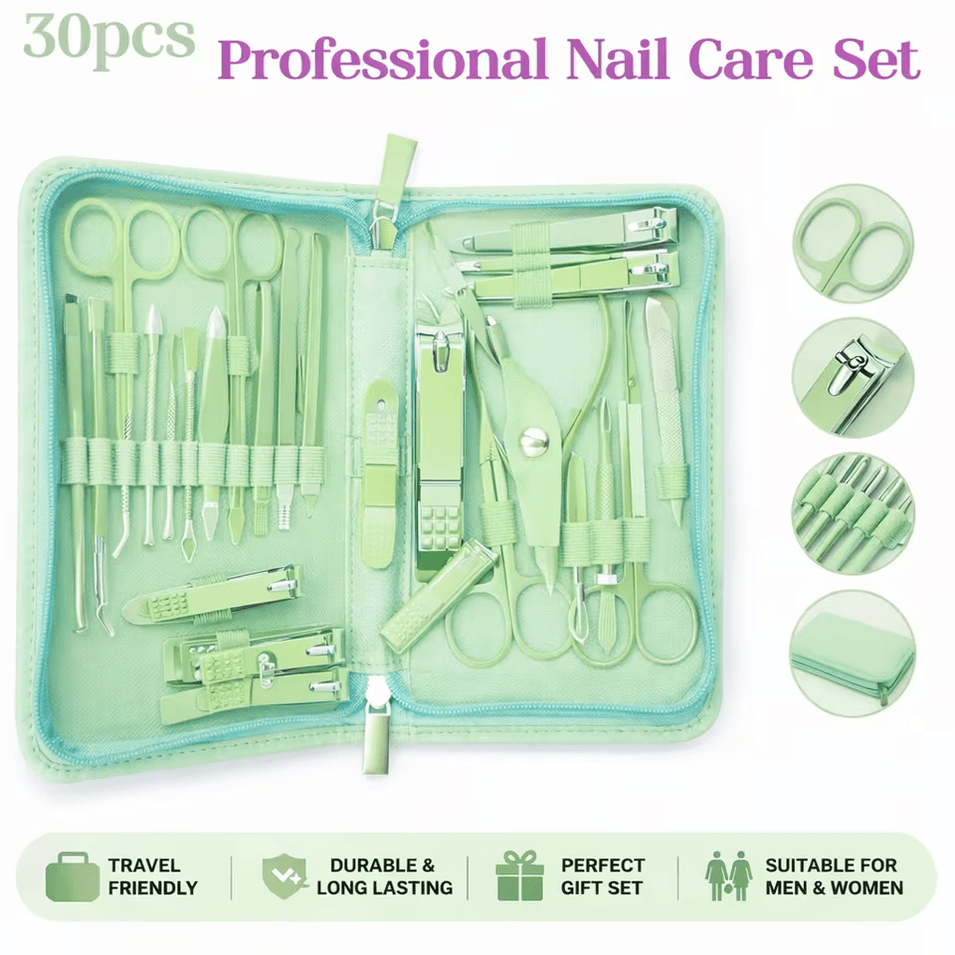 TEMU 30pcs Manicure Pedicure Kit Professional Nail Grooming Set For Salon Use