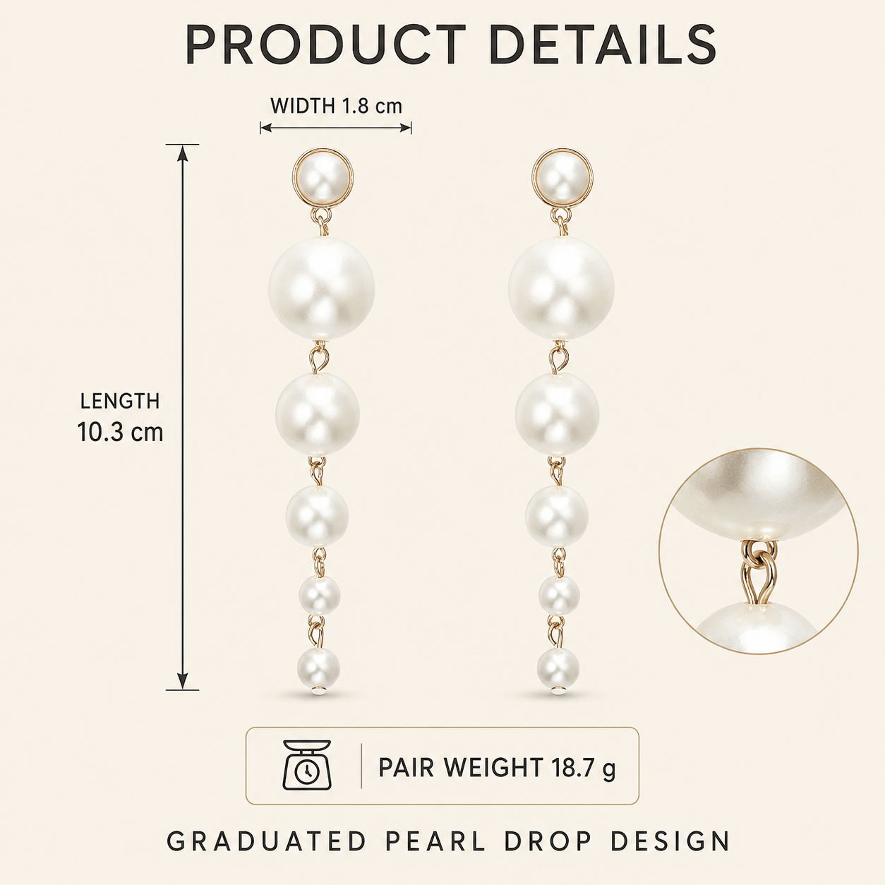 Women's Graduated Faux Pearl Long Drop Earrings — Statement Dangle