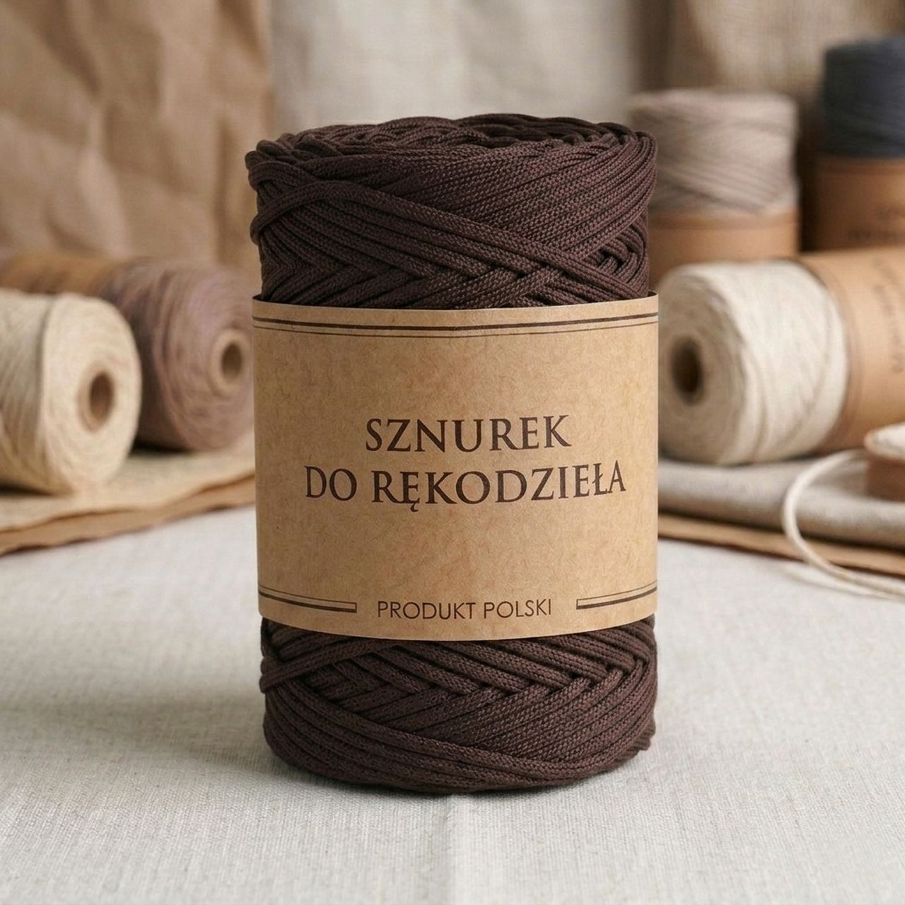 Flat Polyester Cord For Macrame Crafts, Brown, 3mm, 100m