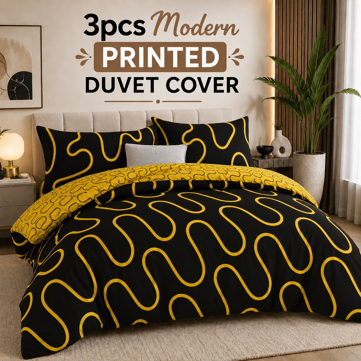 TEMU 3pcs Modern Printed Duvet Cover Set With Pillowcases – Super Soft Microfiber Bedding Set, Hotel Quality, Comfortable Quilt Cover, Machine