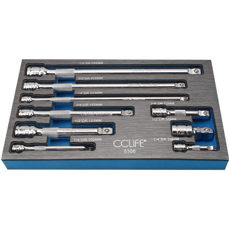 Image of 9-piece Wobble Extension Bar Set 1/4 Inch 3/8 Inch 1/2 Inch, Ratchet Swivel Extension With For Socket Wrench Work