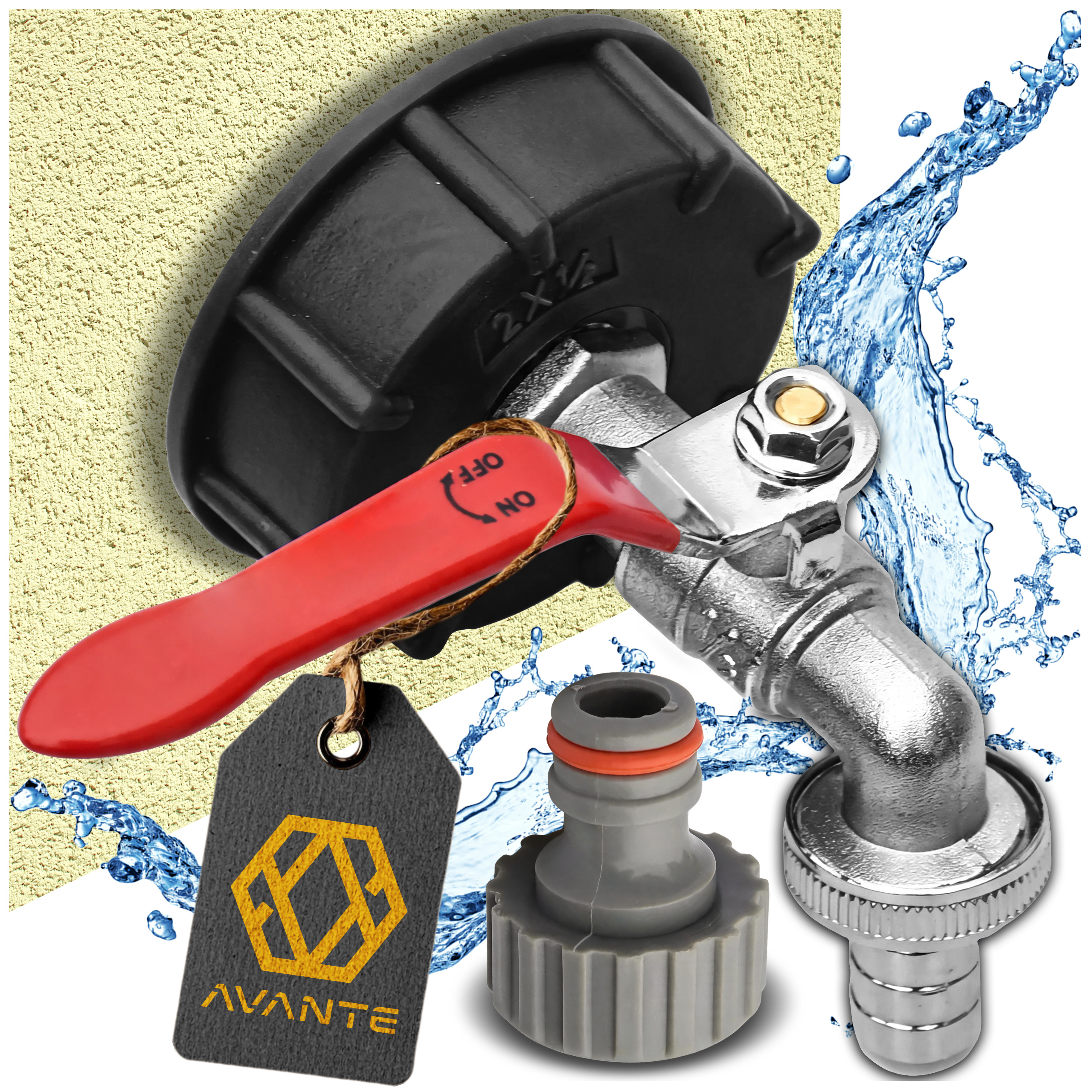 TEMU Robinet avec vanne, de réservoir, bouchon pour tuyau d'arrosage avec adaptateur 1/2' + 3/4'. Vanne de prélèvement en métal en de et laiton pour