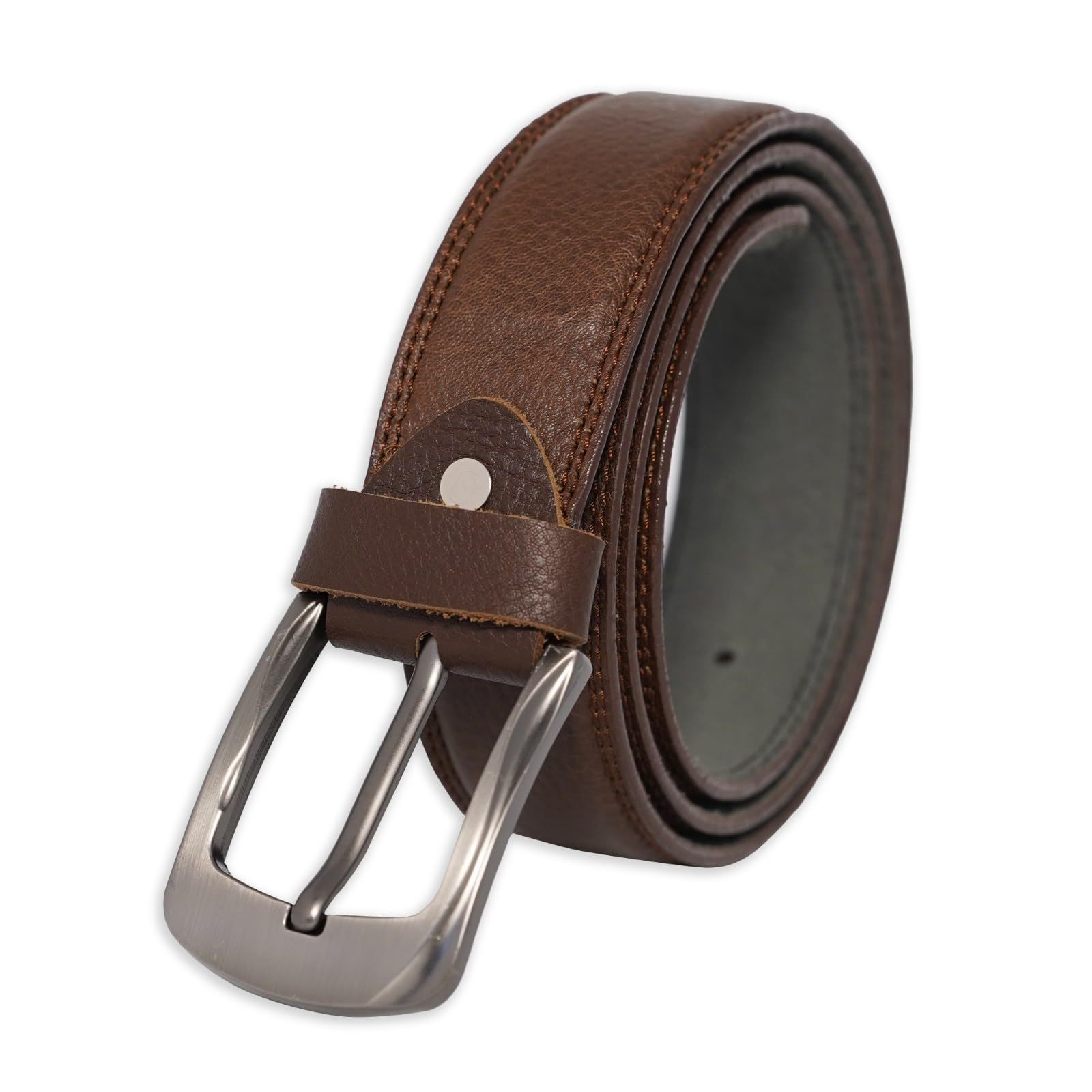 Men's Genuine Leather Trim to Fit Belt with Detachable Buckle