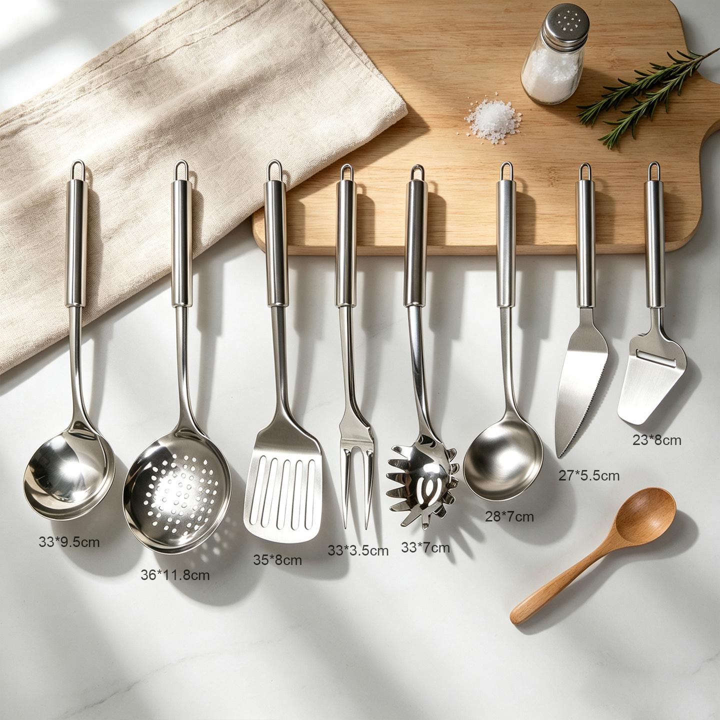 TEMU Juego de 8 Utensilios de Cocina de Acero Inoxidable con Mango Tubular