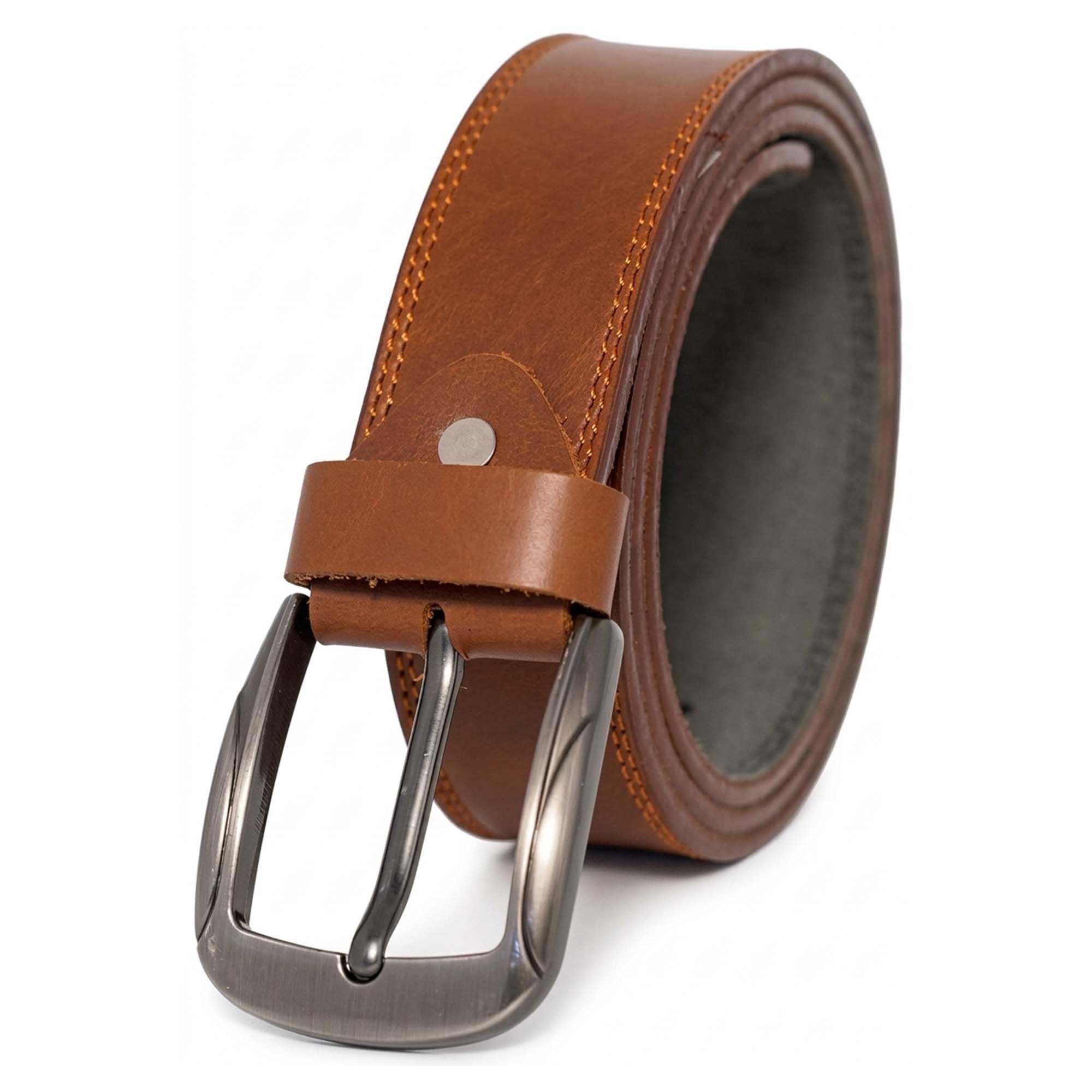Men's Genuine Leather Trim to Fit Belt with Detachable Buckle