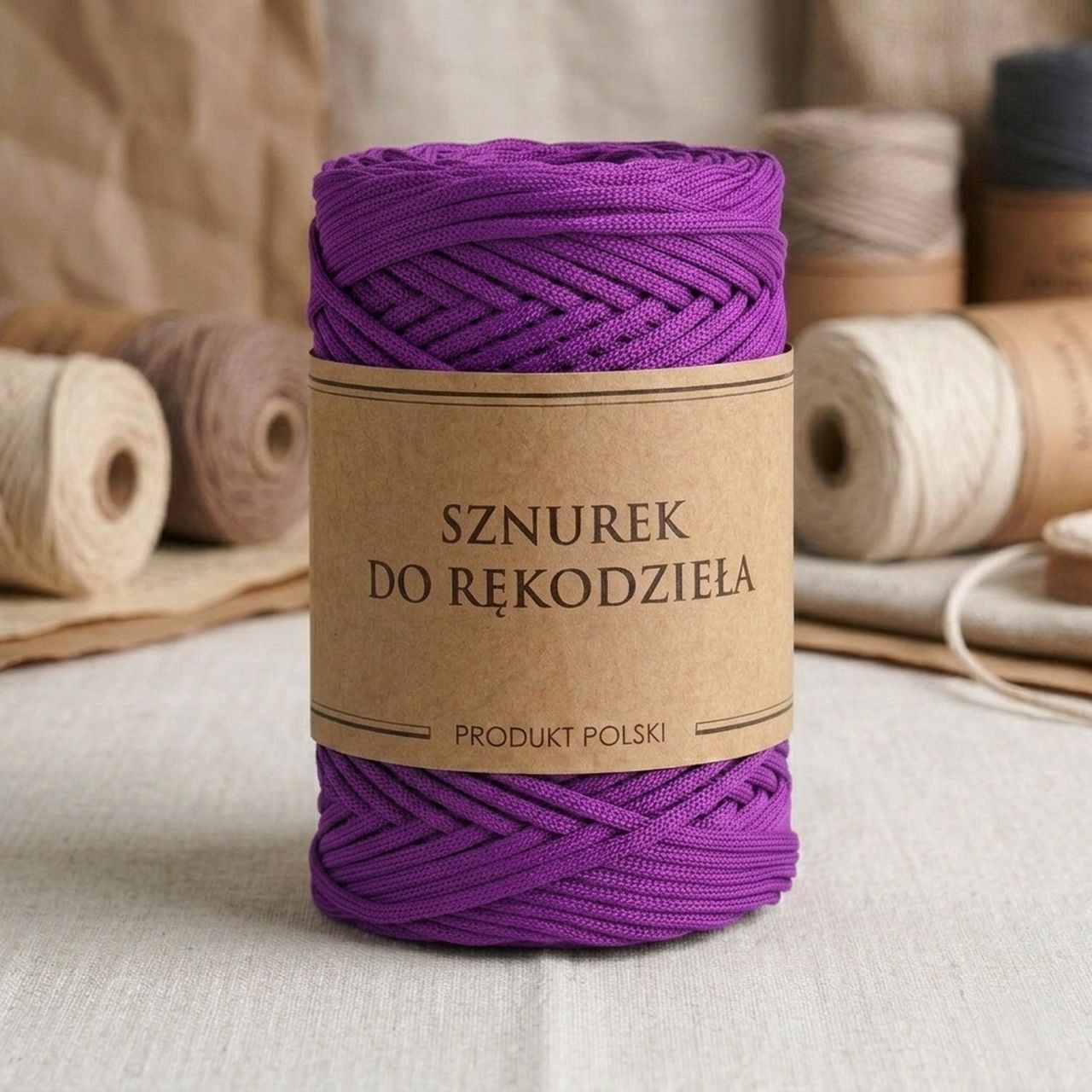Polyester Cord Flat For Macrame Handicraft Purple 3mm 100m