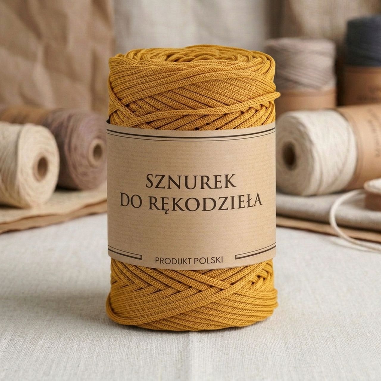 Polyester Flat Cord For Macrame Handicraft Mustard 3mm 100m