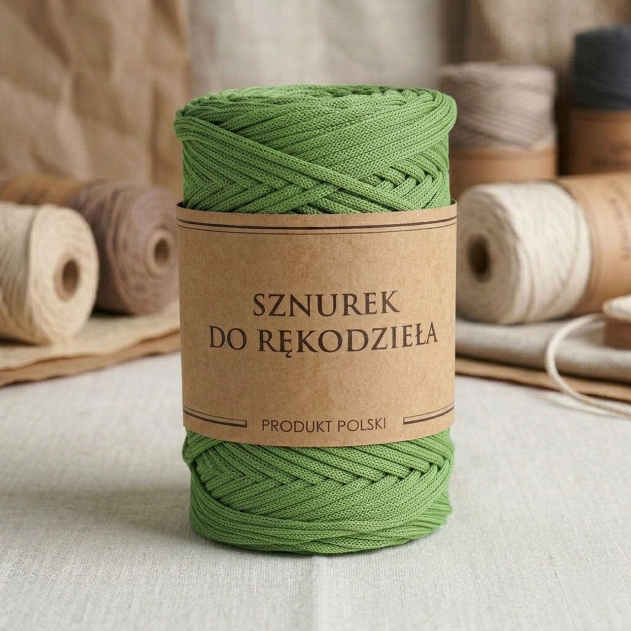 Polyester Flat Cord For Macrame Handicraft Pistachio 3mm 100m